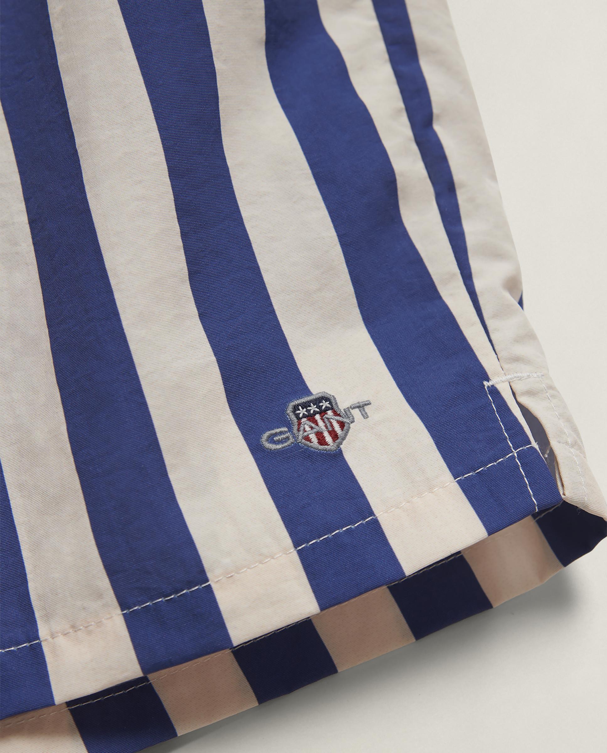 Fato de Banho Bermuda Infantil com Cordão Ajustável Azul / Branco-2
