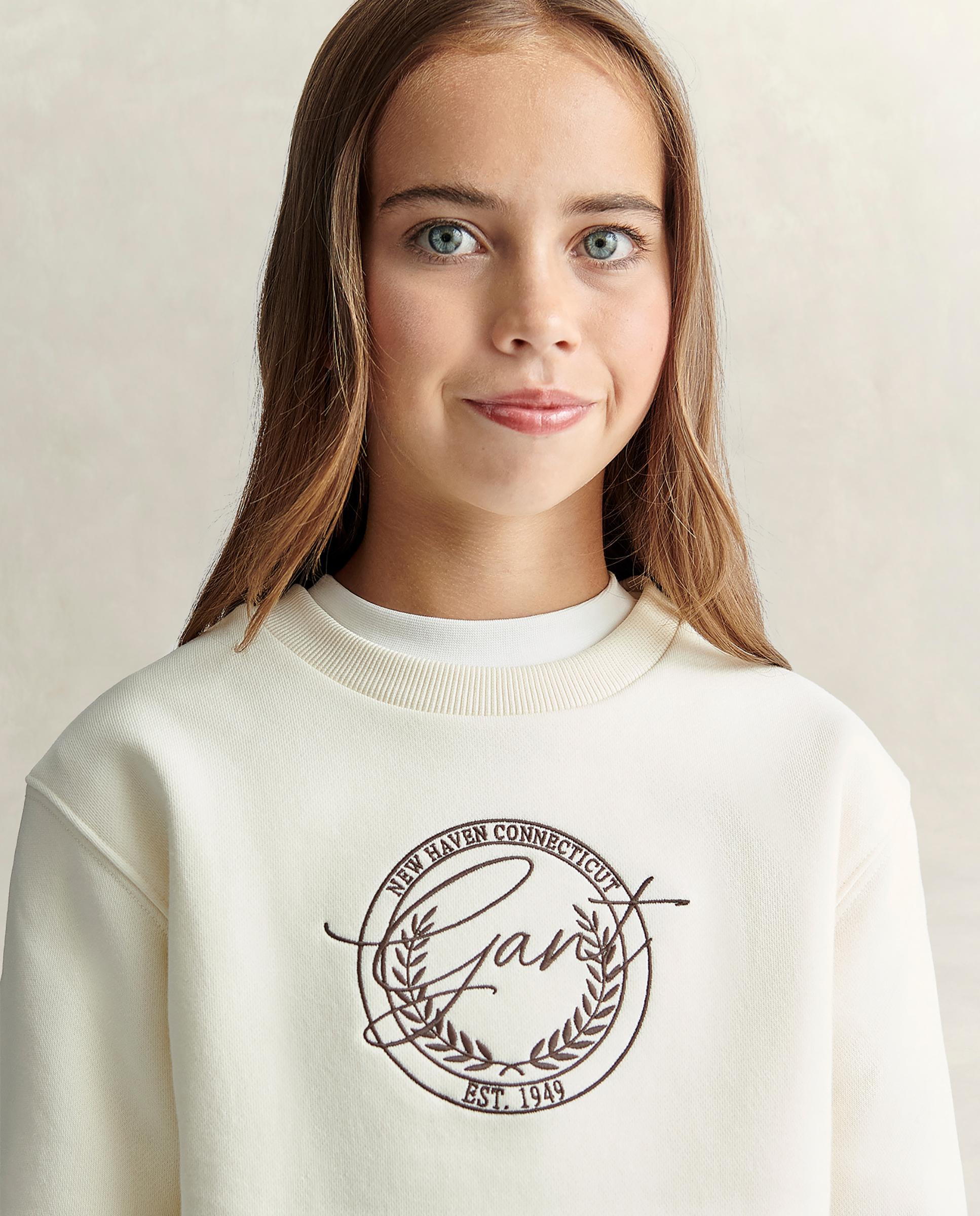 Sweatshirt Infantil de Gola Redonda com Print no Peito Creme-3