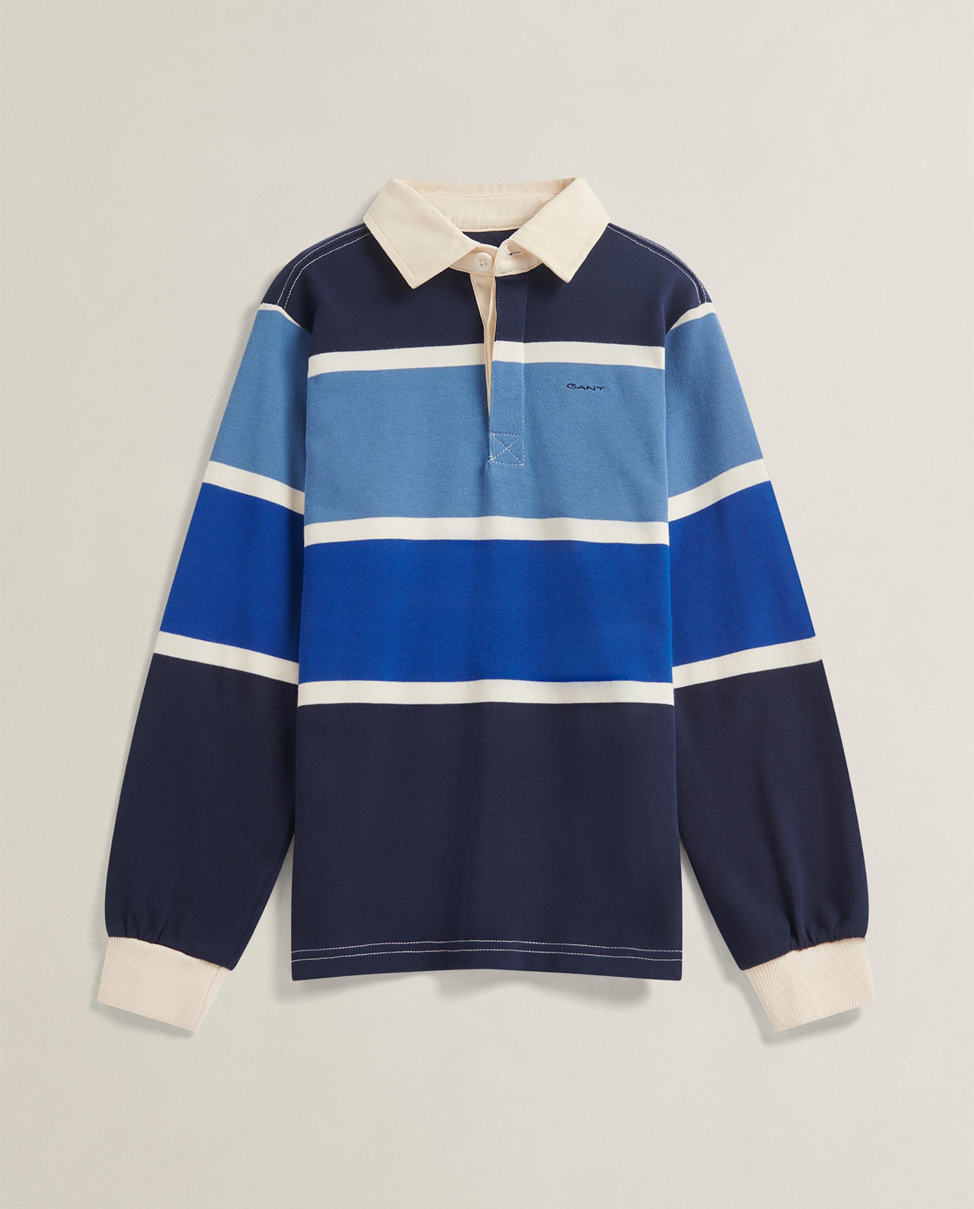 Polo Infantil de Manga Comprida Às Riscas Azul-escuro-5