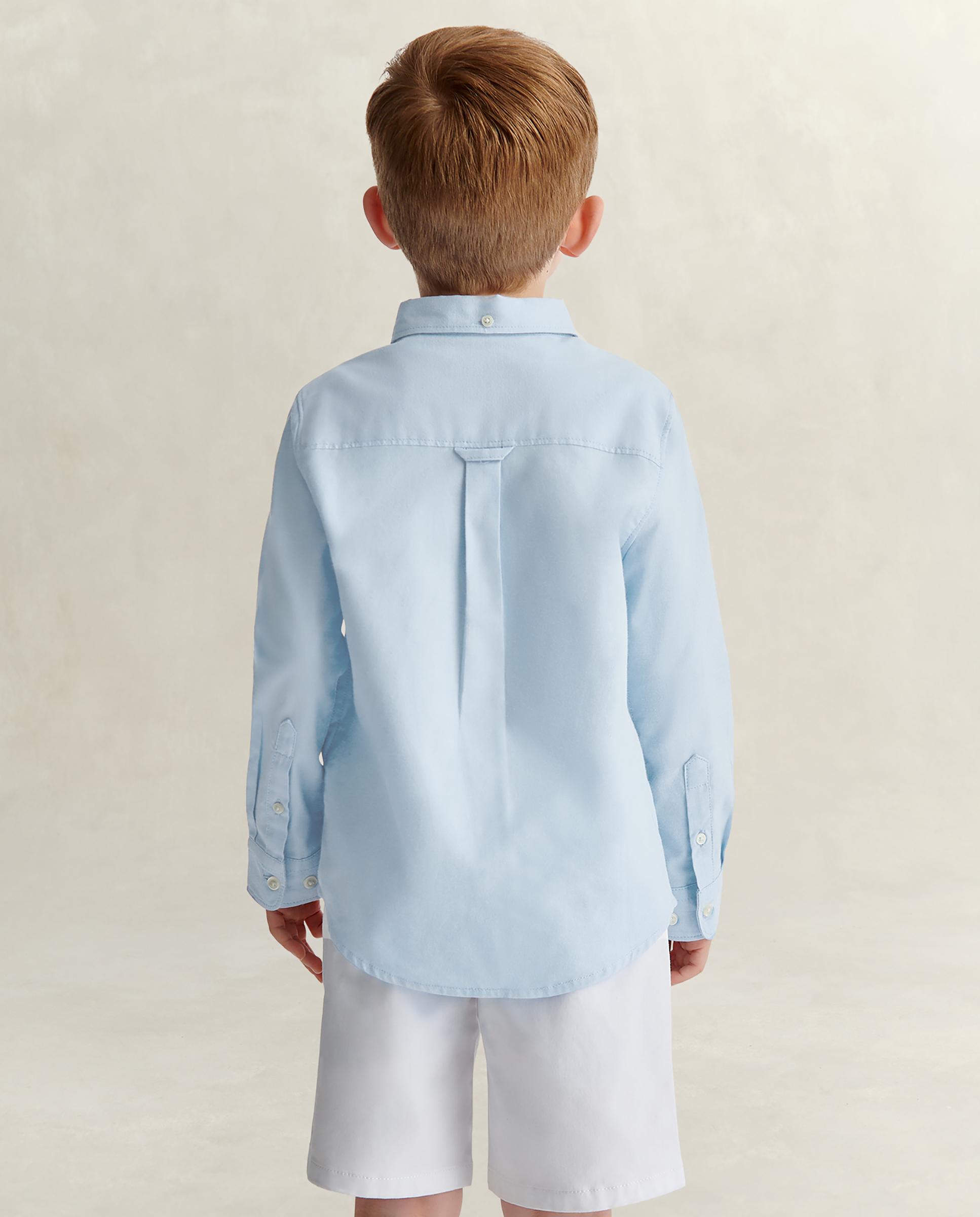 Camisa Infantil Oxford de Manga Comprida Azul-claro-2