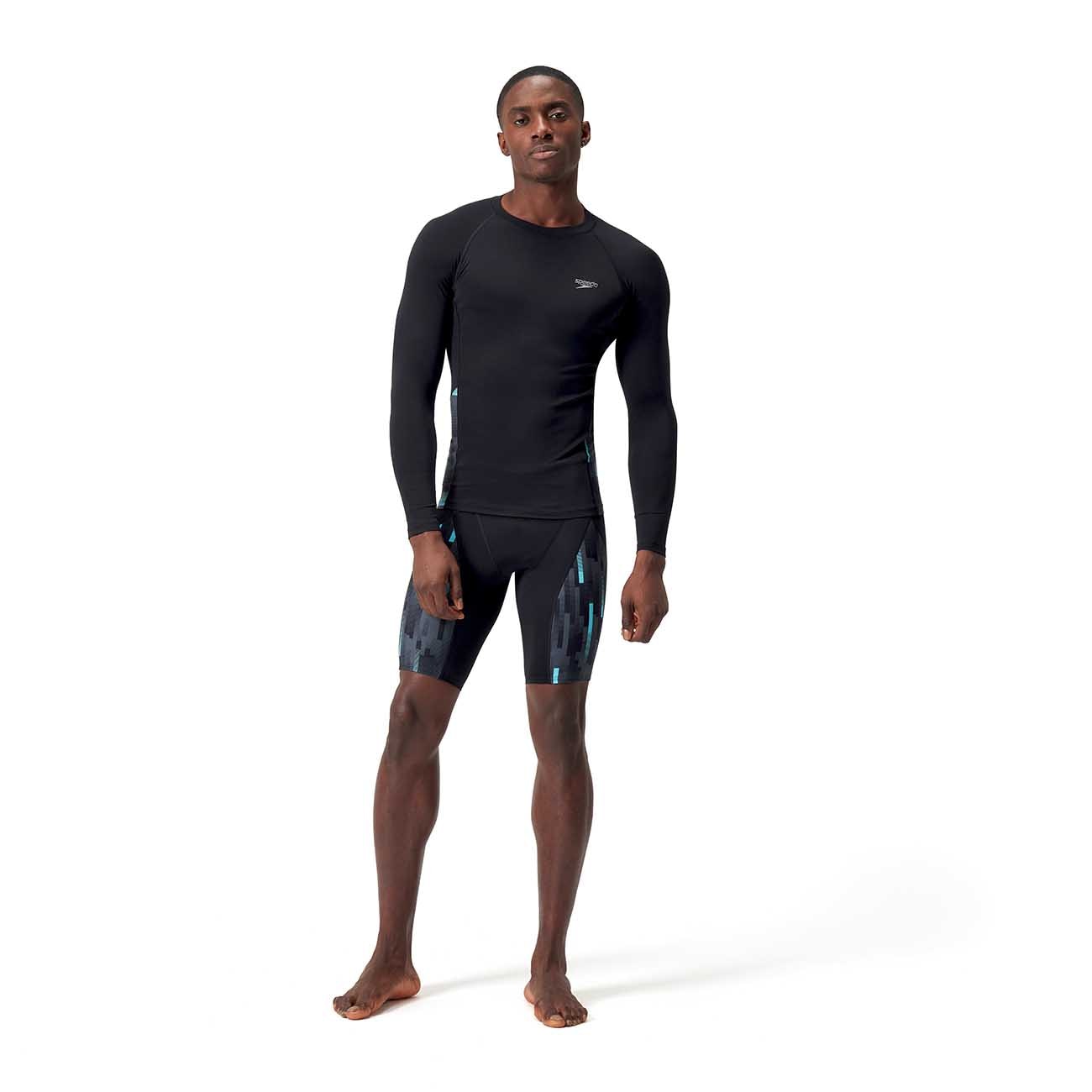 T-shirt Natação Mens Essential Long Sleeve Rash Top Speedo Preto-1