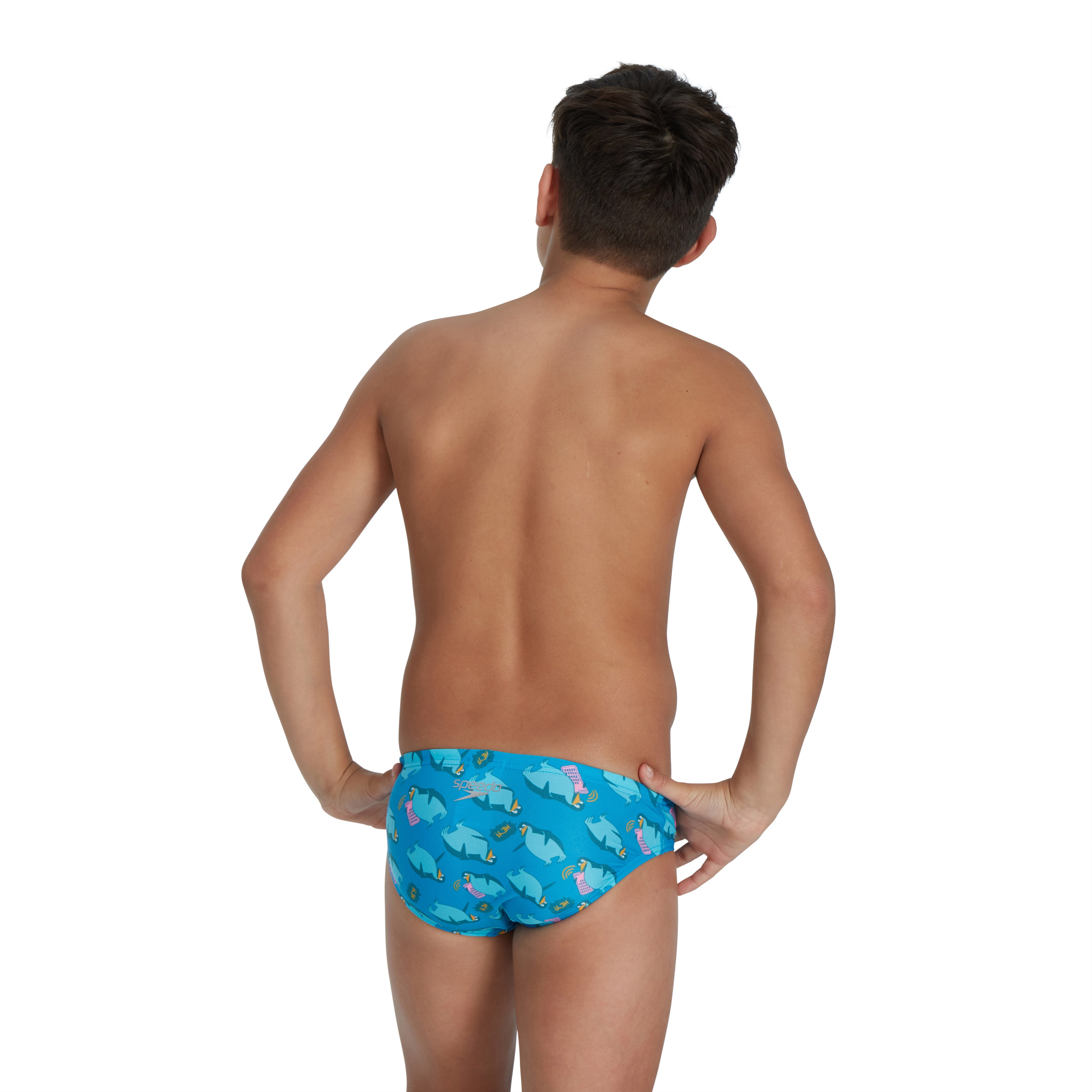 Fato de Banho de Natação Infantil Brief Boys Allover 6cm Brief Speedo Azul-claro-3