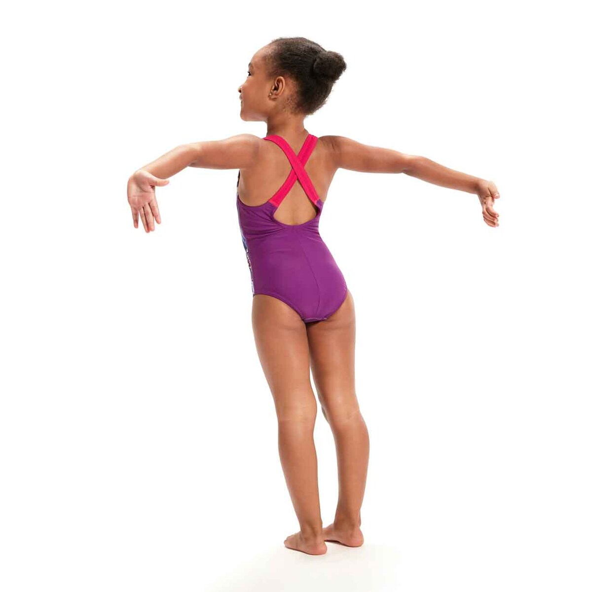 Fato de Banho de Natação Infantil Infant Girls Printed Crossback Speedo Vermelho-3