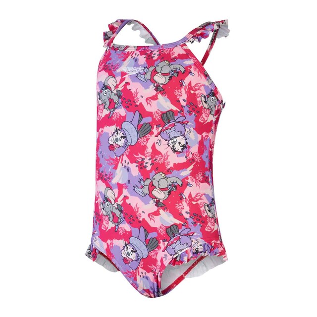 Imagem 0 de Fato de Banho de Natação Infantil Infant Girls Printed Frill Thinstrap Speedo