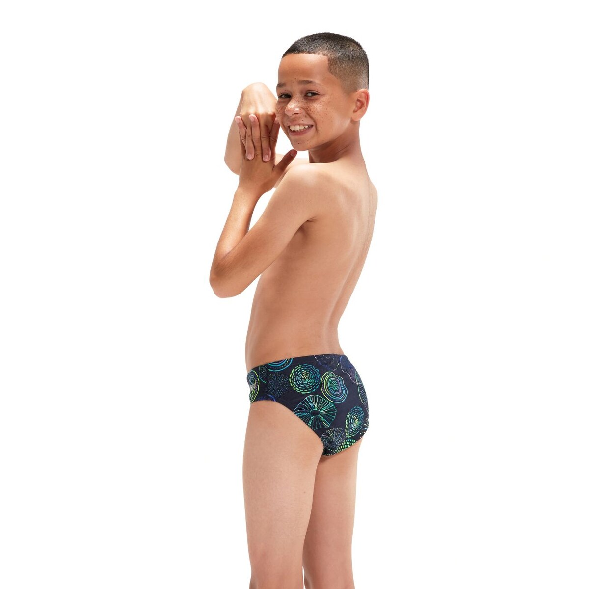 Fato de Banho de Natação Junior Allover Digital Brief 6cm Speedo Verde-3