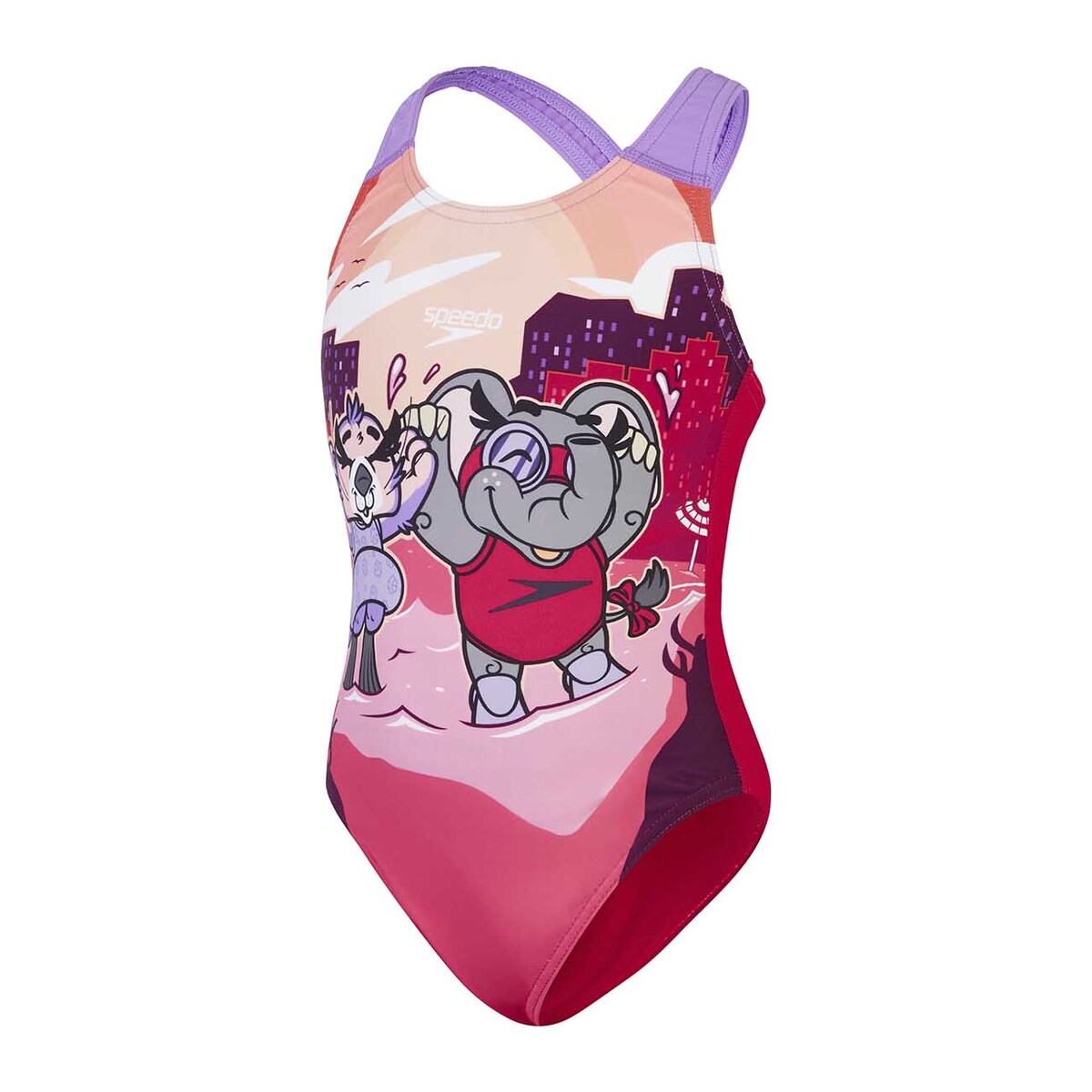 Fato de Banho de Natação para Bebé Girls Printed Crossback Speedo Roxo-1