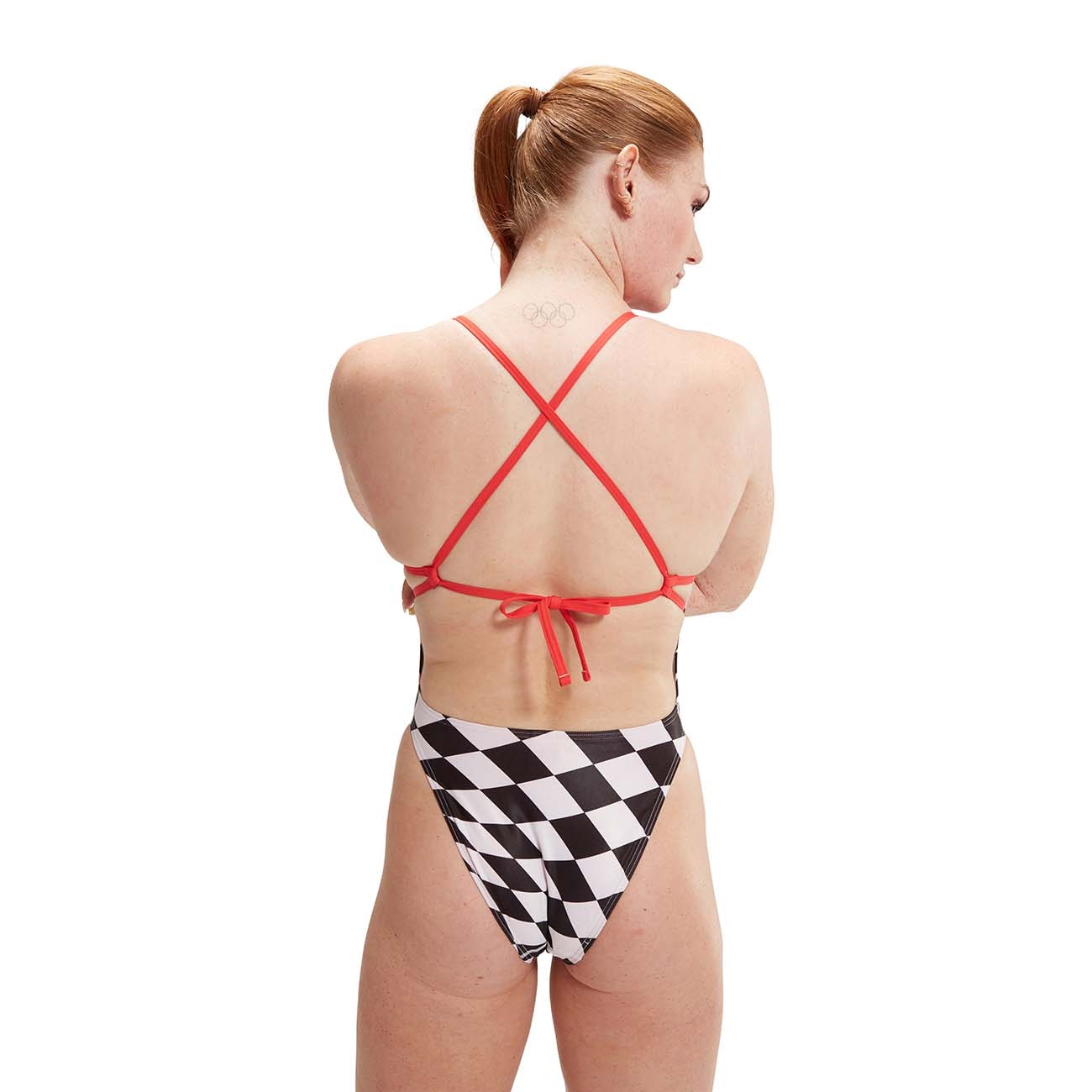 Fato de Banho de Natação Allover Digital Tie-back 1pc Speedo Branco-3