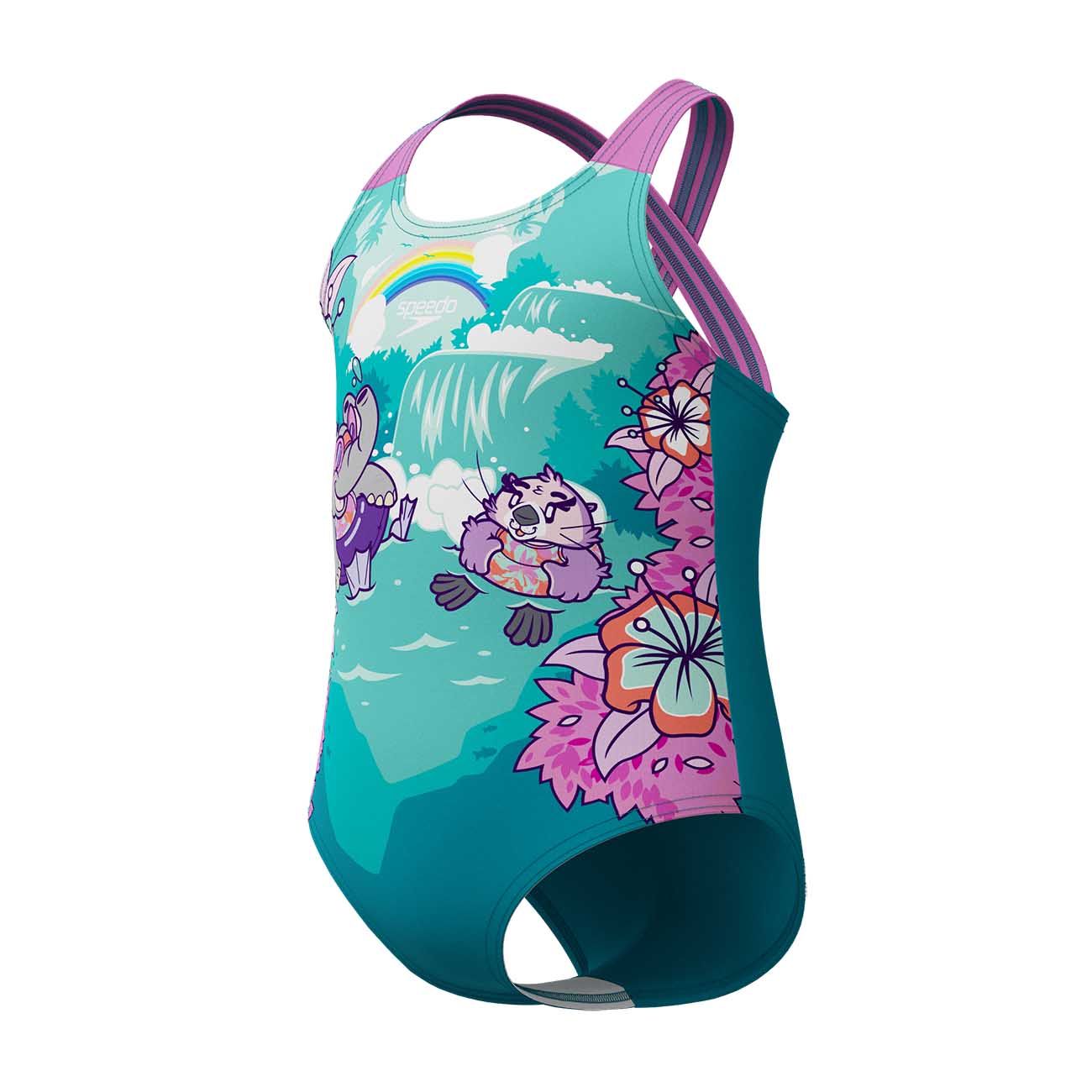 Fato de Banho de Natação para Bebé Girls Printed Crossback Speedo Roxo-2
