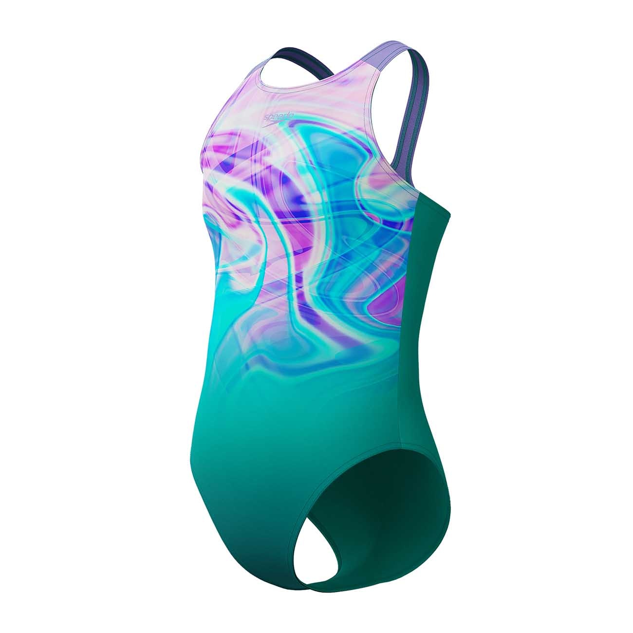 Fato de Banho de Natação Infantil Printed Pulseback Speedo Verde-2