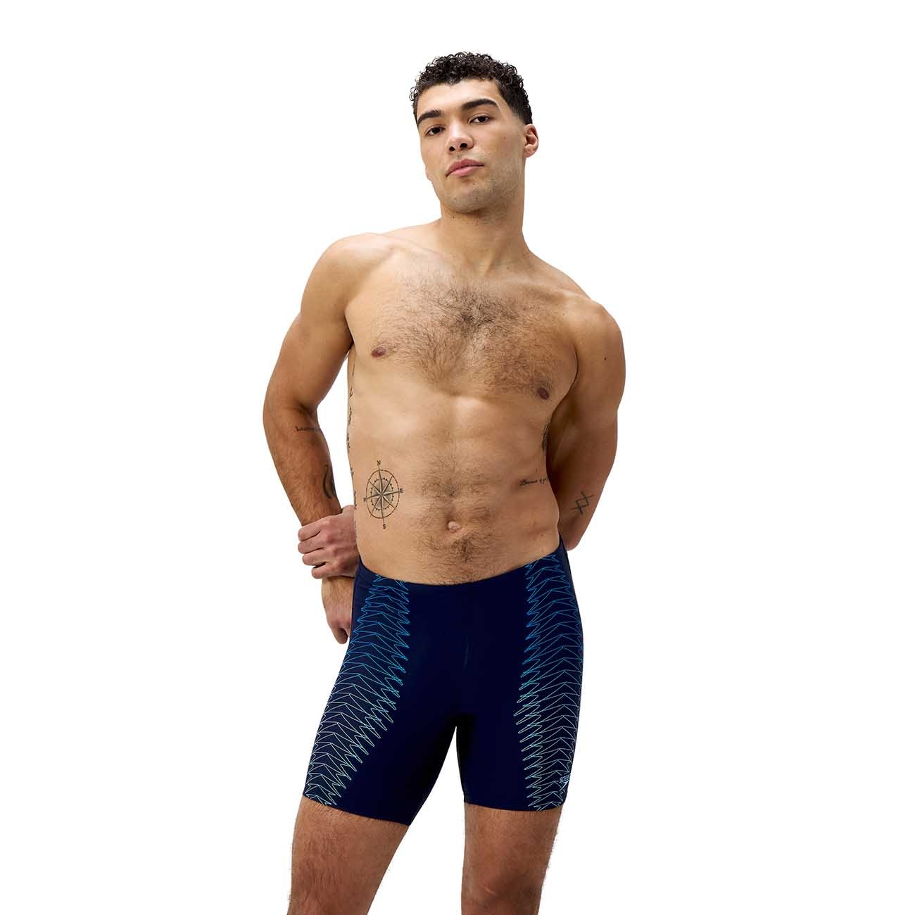 Fato de Banho de Natação Duo Logo Print Mid Jammer Speedo Azul-1