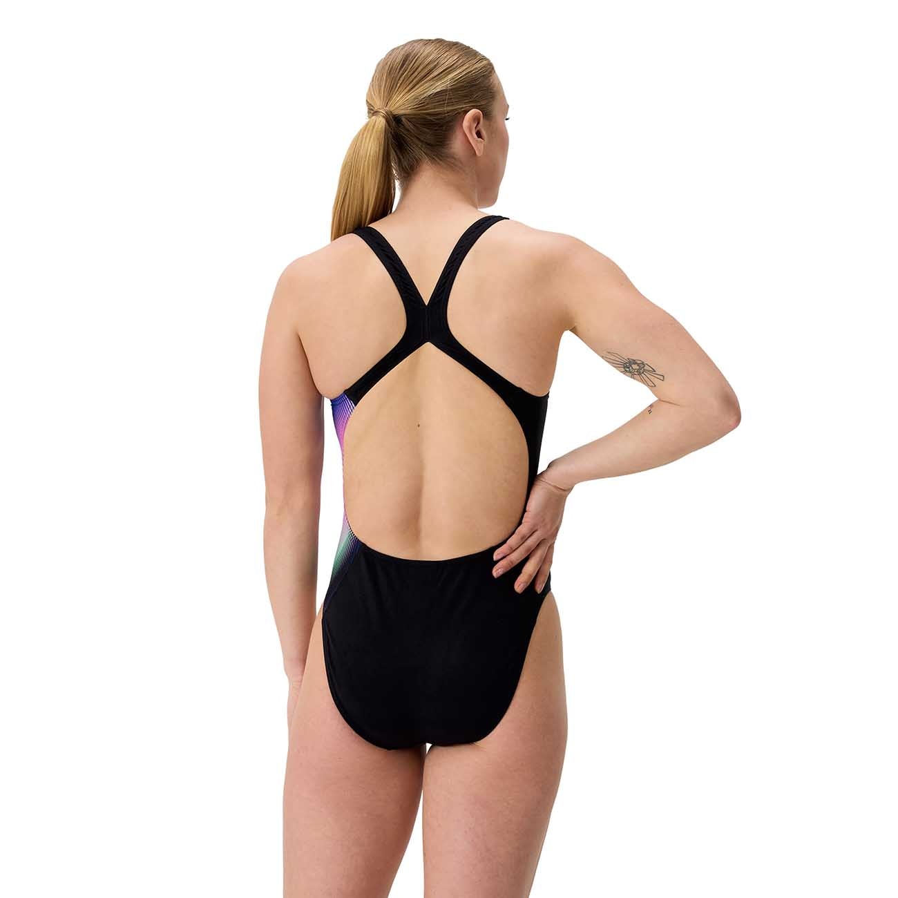 Fato de Banho de Natação Fl Placement Printed Powerback Speedo Preto-2