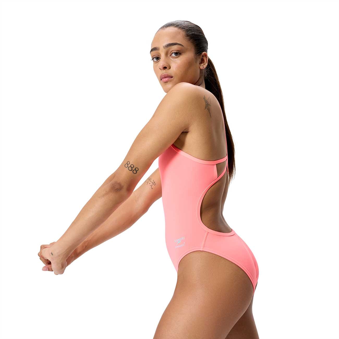 Fato de Banho de Natação Solid Web Back Speedo Rosa-claro-2
