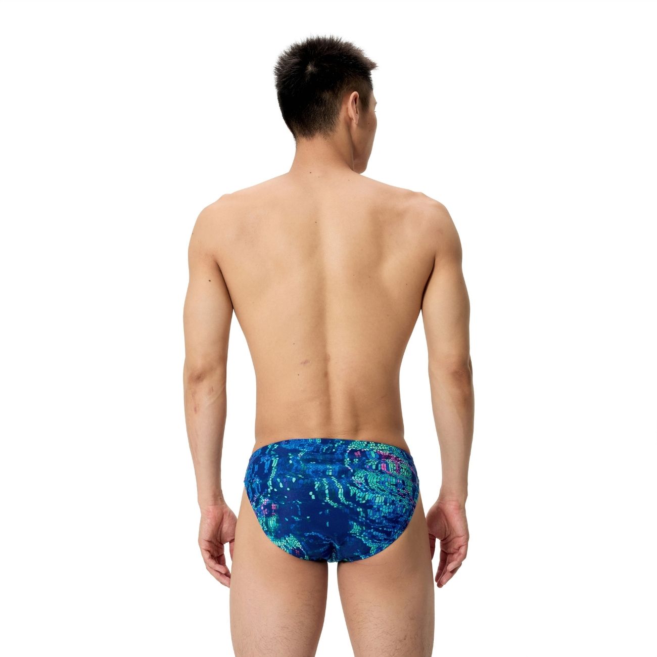 Fato de Banho de Natação Male Printed Brief Speedo Azul-3