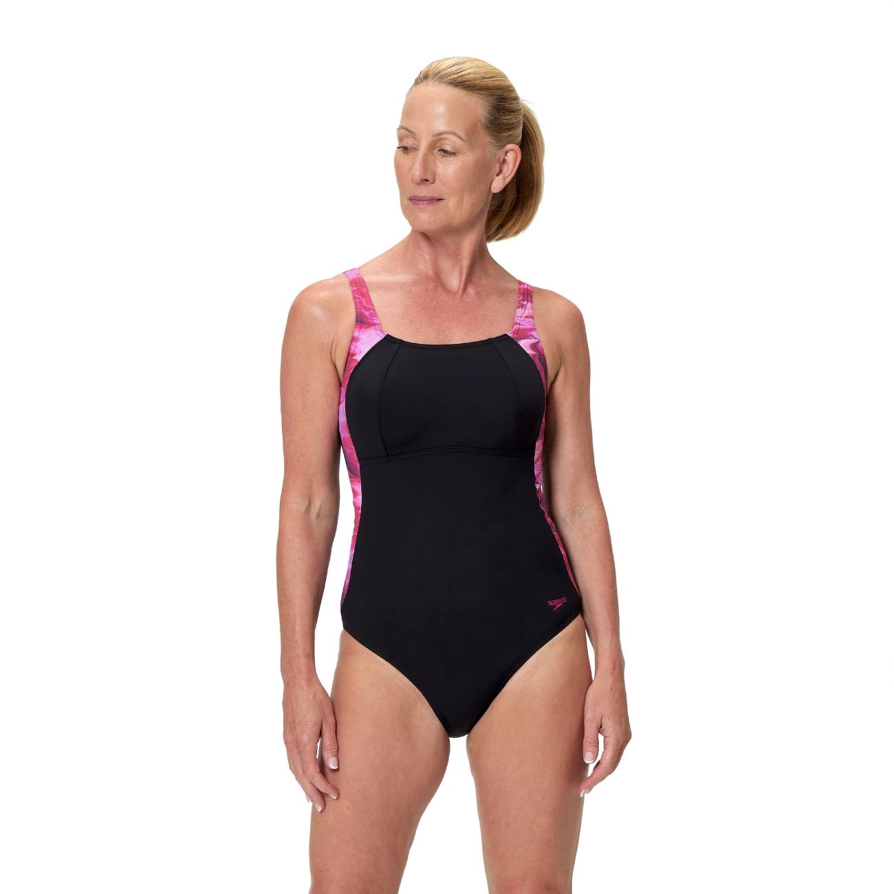 Fato de Banho de Natação Print Luna Lustre One Piece Speedo Rosa-1