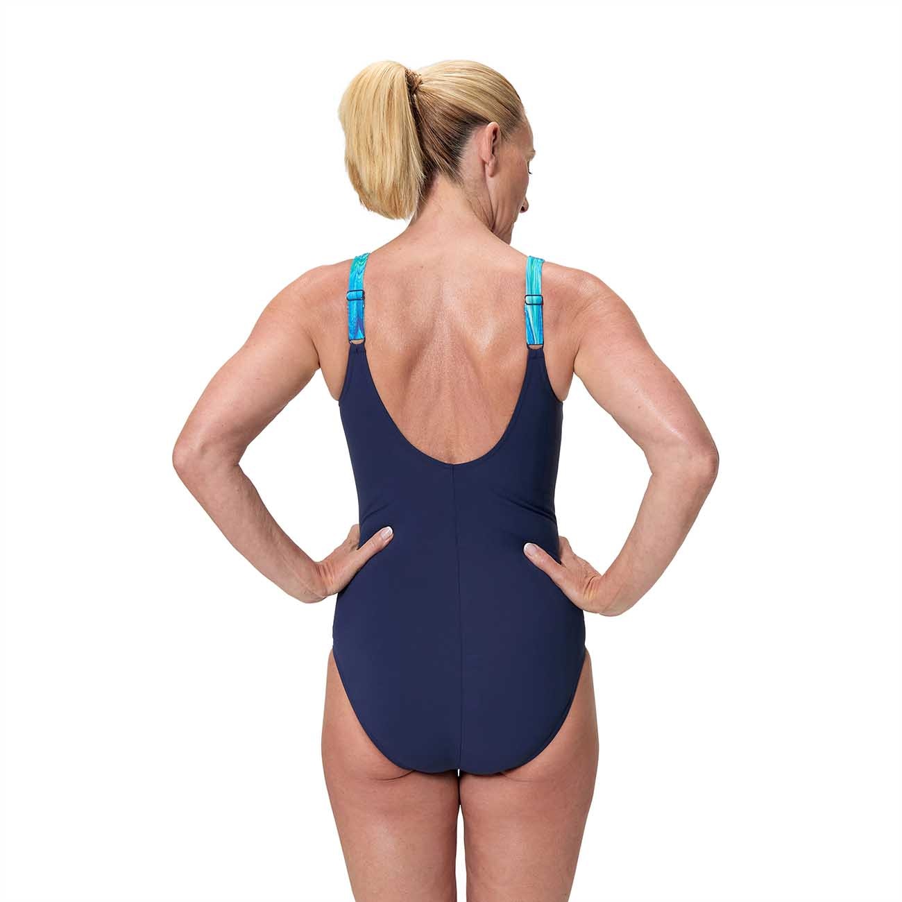 Fato de Banho de Natação Print Luna Lustre One Piece Speedo Azul-marinho-3