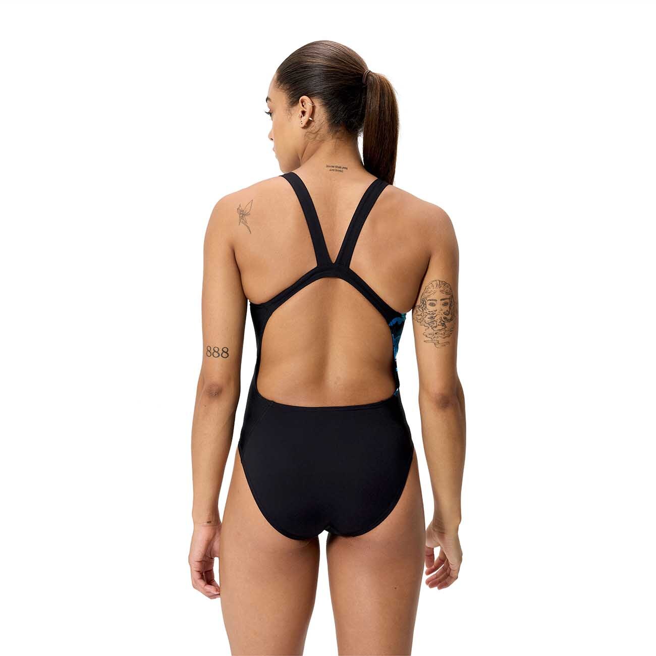 Fato de Banho de Natação Female Placement Printed Powerback Speedo Azul-3