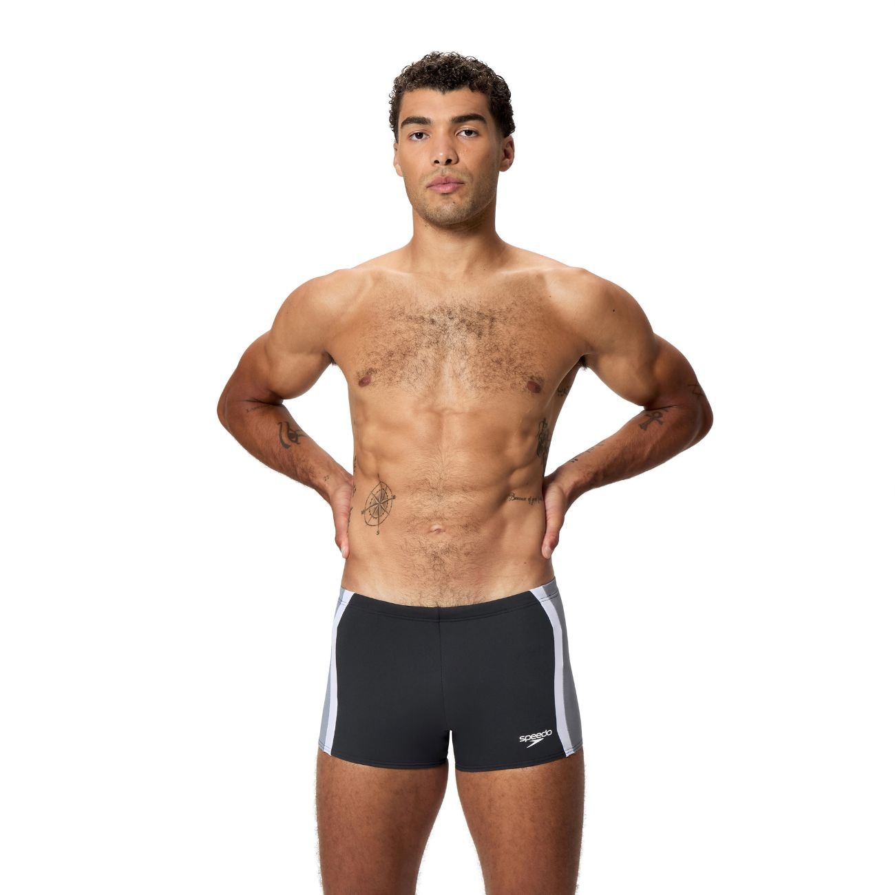Fato de Banho de Natação Solid Splice Aquashort Speedo Cinzento-escuro-1