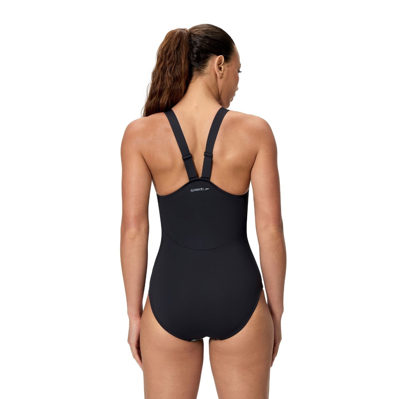 Fato de Banho de Natação Sculpture High Neck Contour One Piece Speedo Preto-3