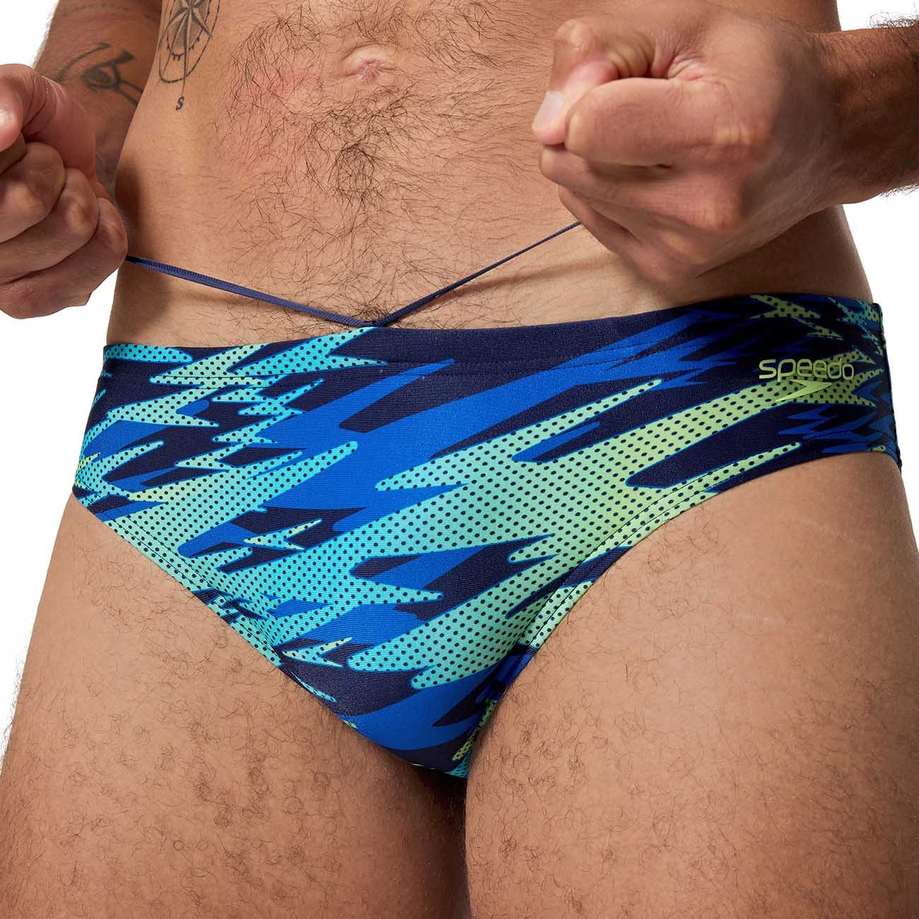 Fato de Banho de Natação Hyperboom Print Brief Speedo Azul-2