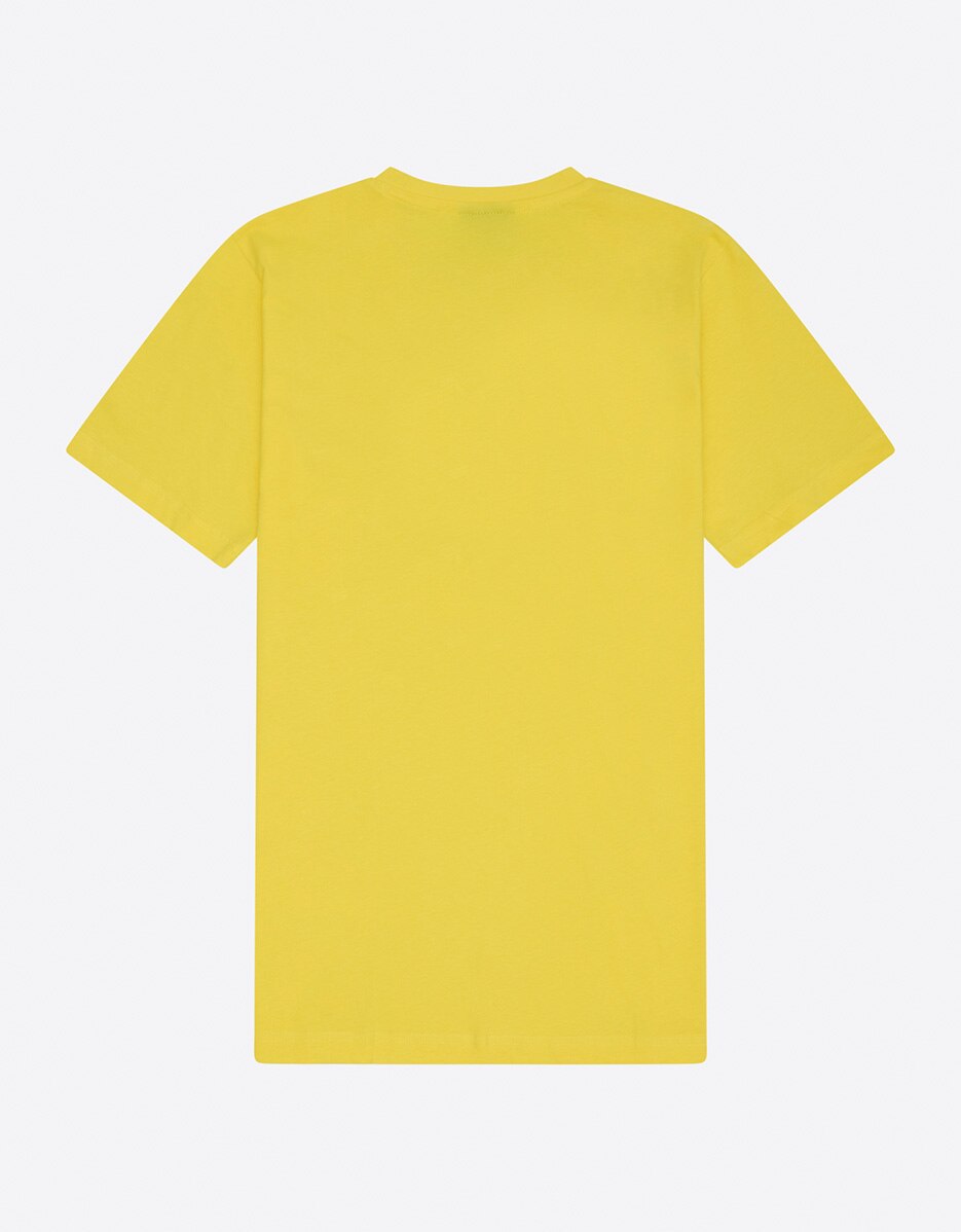 T-shirt com Gola Redonda de Manga Curta Amarelo-2