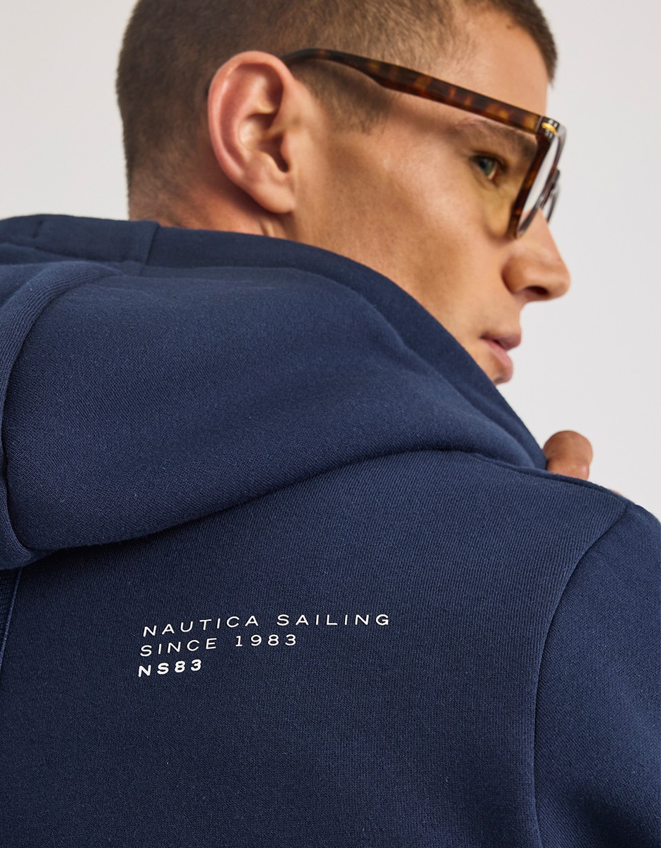 Sweatshirt em Azul-marinho com Capuz Azul-5