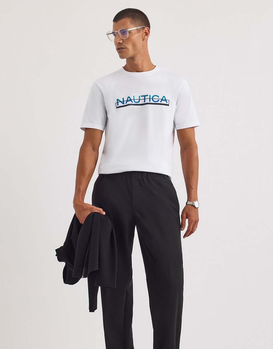 T-shirt de Manga Curta com Logotipo Frontal Branco-4