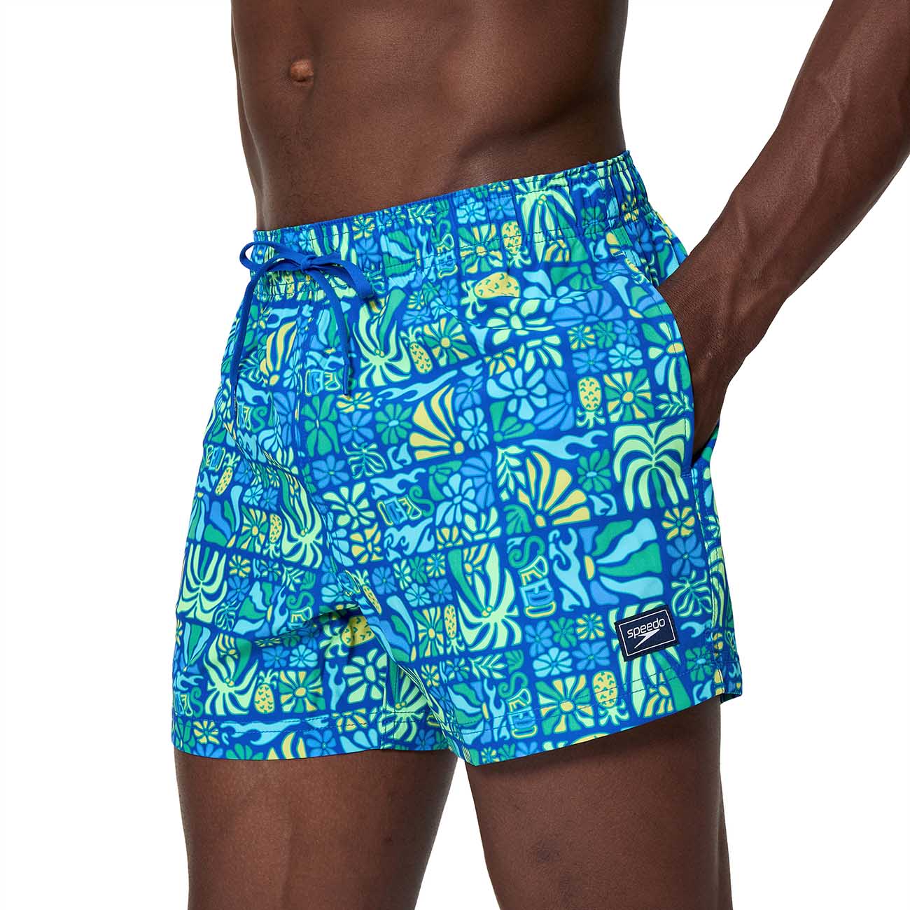 Fato de Banho de Natação Print Redondo Edge Volley 14 Speedo Azul-2