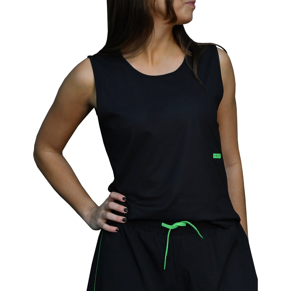 Tank Top de padel Relaxed Performance Preto & Verde Preto-5