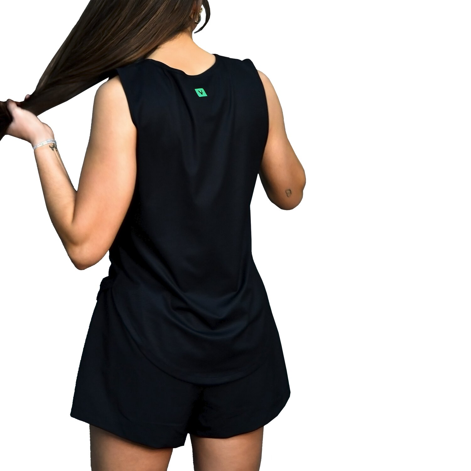 Tank Top de padel Relaxed Performance Preto & Verde Preto-6