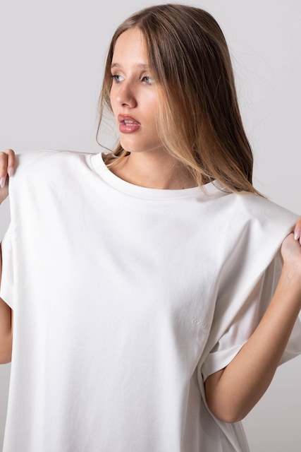 Imagem 0 de T-shirt Oversized com Ombreiras em Algodão