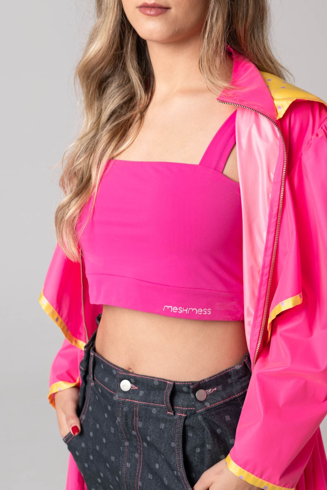 Crop Top Alças de Malha Conforto Rosa-5