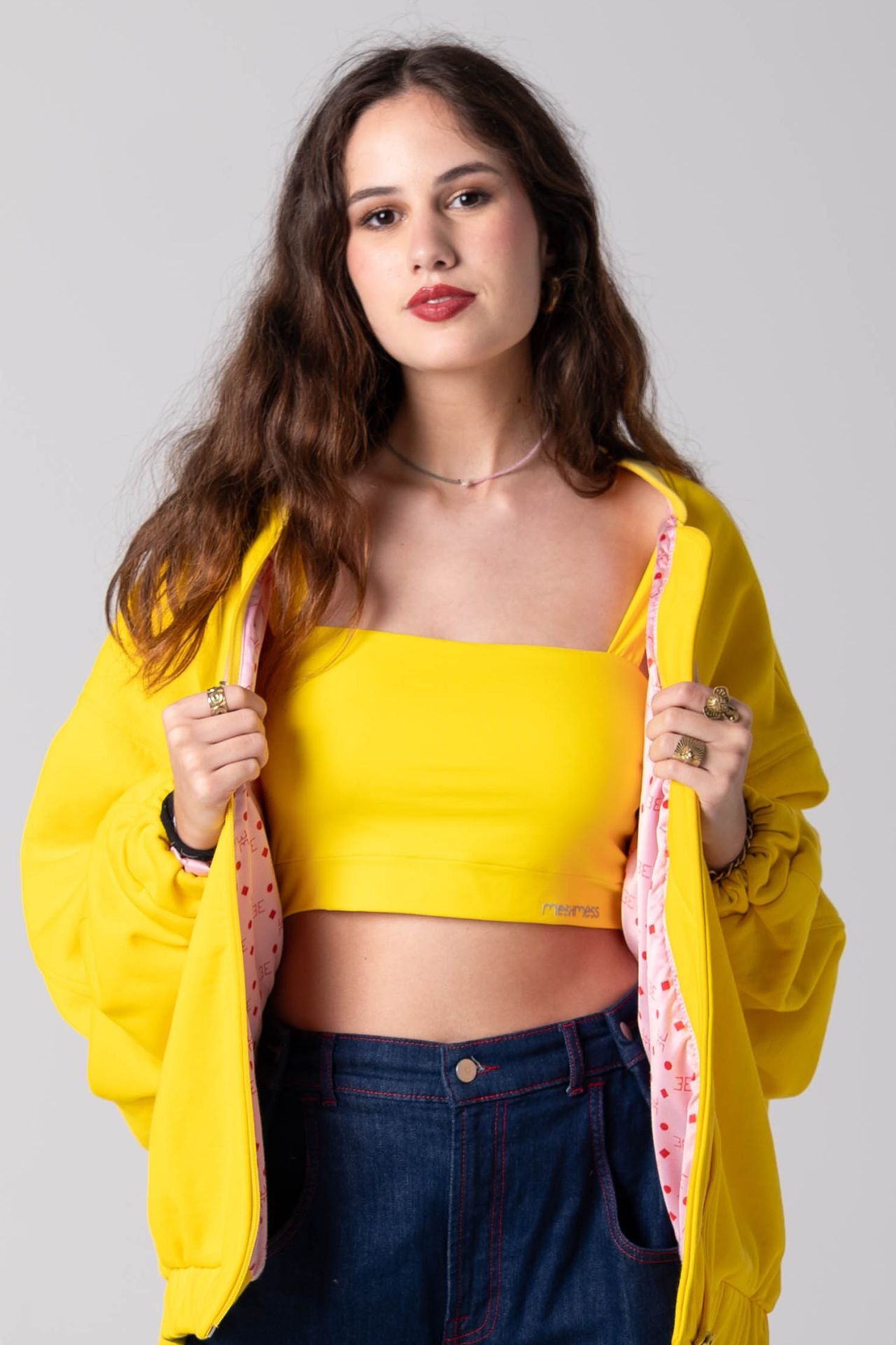 Crop Top Alças de Malha Conforto Amarelo-3