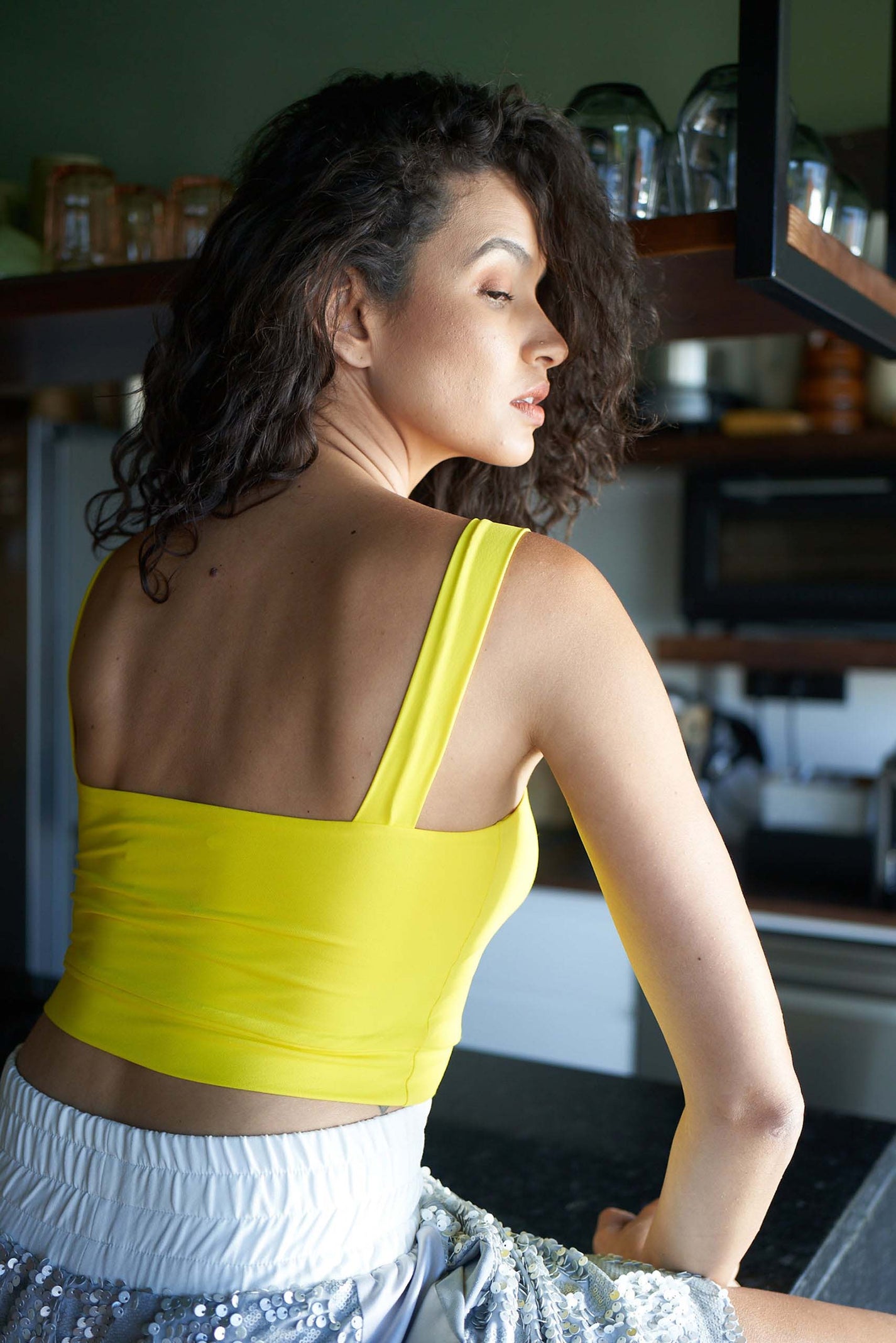 Crop Top Alças de Malha Conforto Amarelo-6