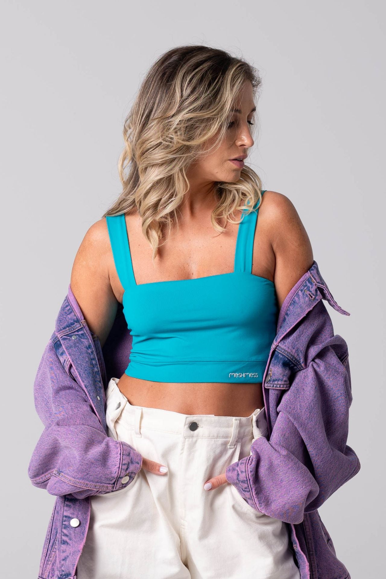 Crop Top Alças de Malha Conforto Verde-3