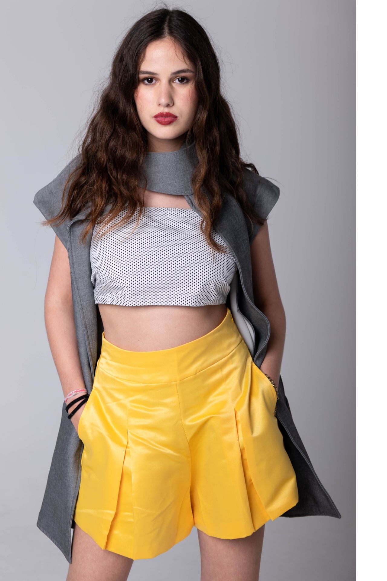 Colete Oversized com Cinto Gray-3