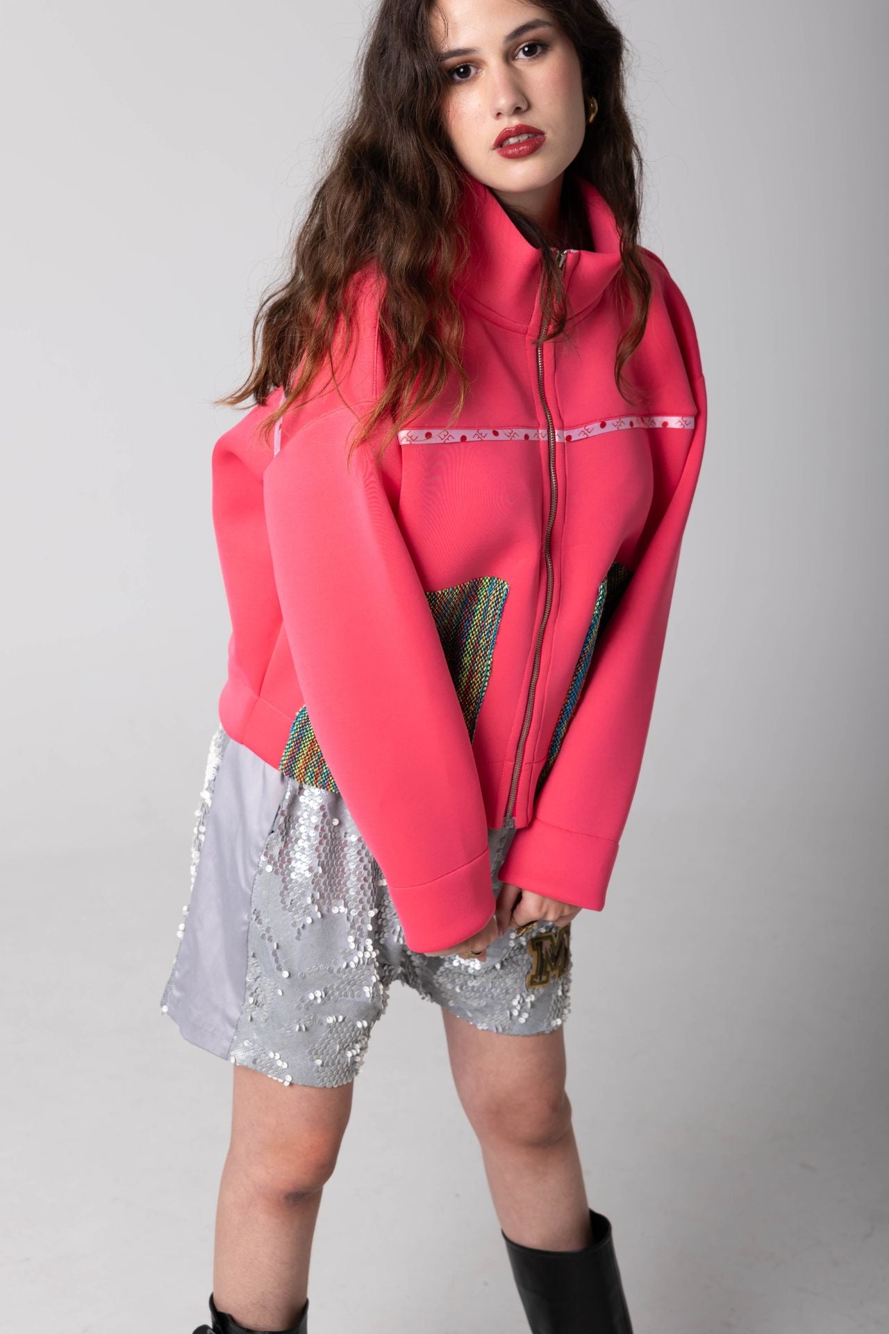 Imagem 0 de Casaco neopreno com bolsos contraste