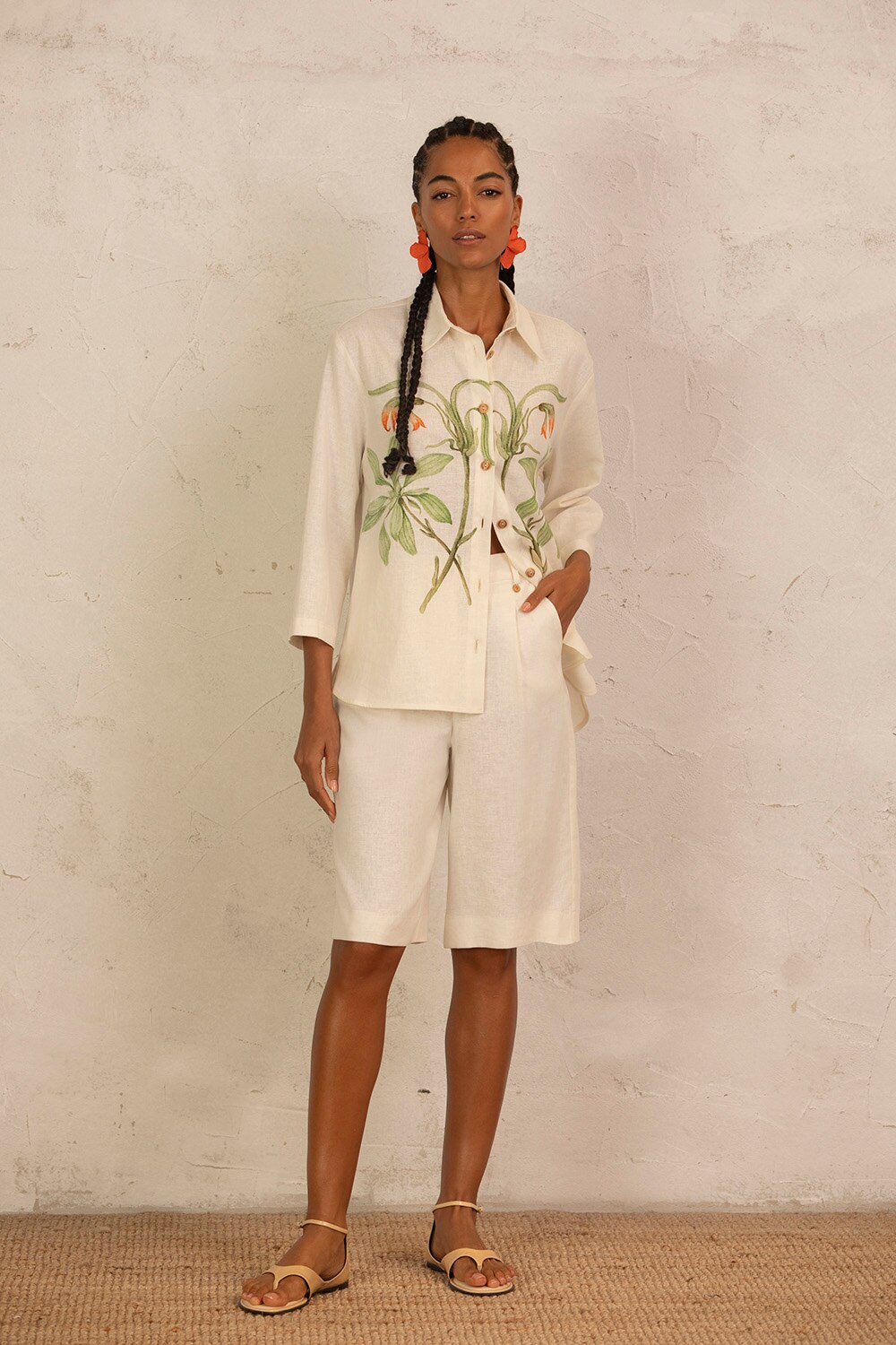 Linen Bermuda Shorts Cru-2