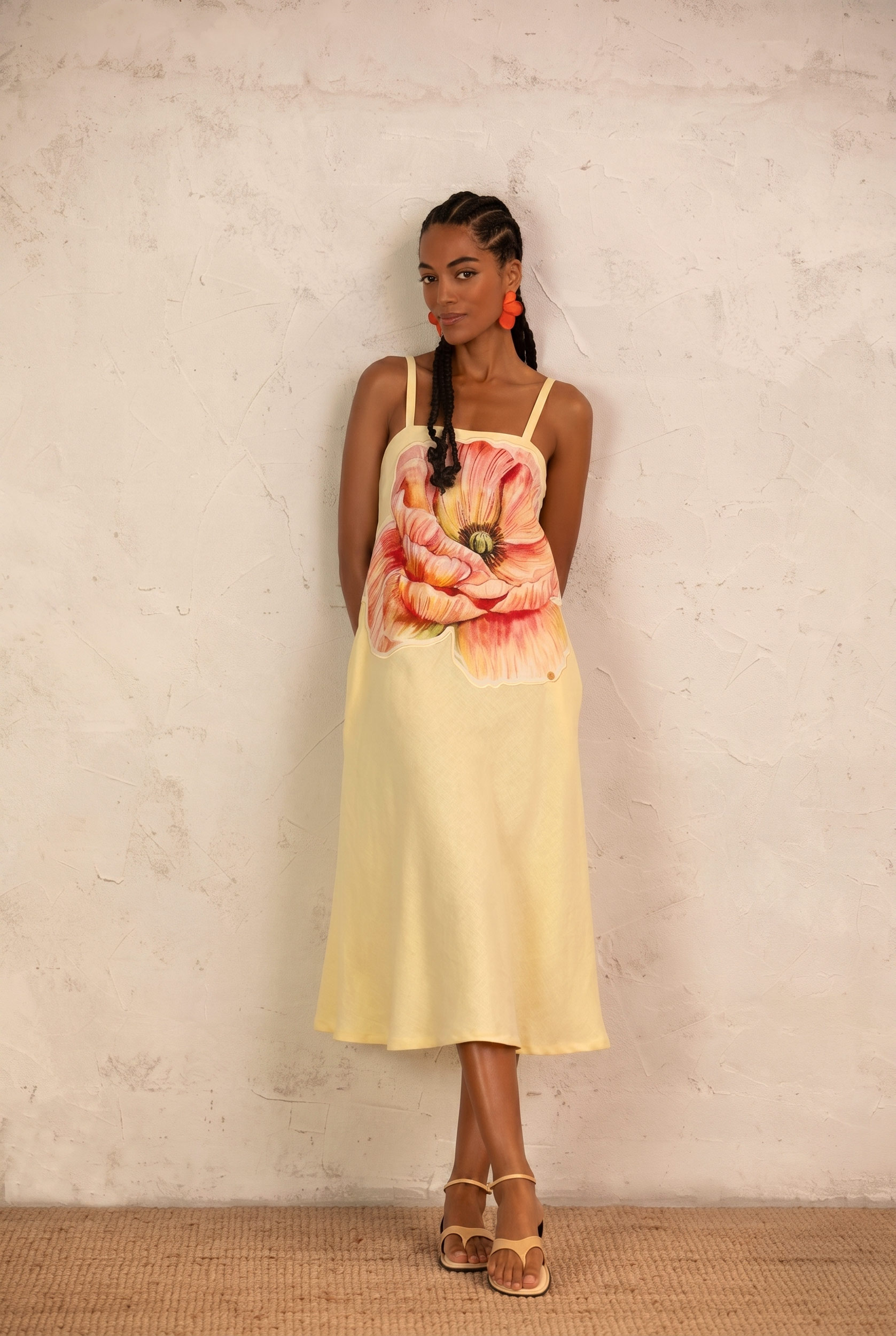 Vestido flor amarelo Amarelo-2