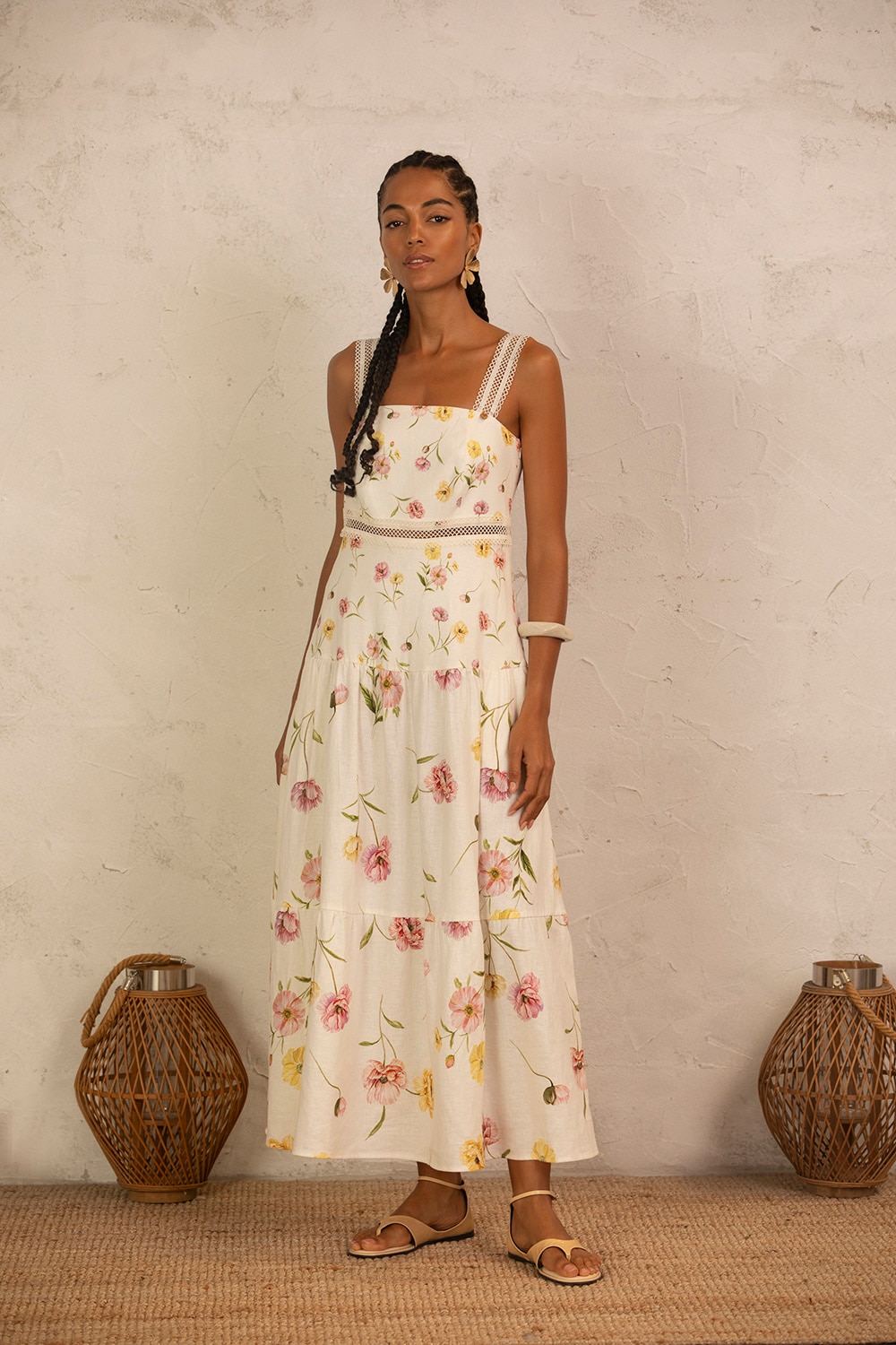 Vestido comprido flores Estampado-3