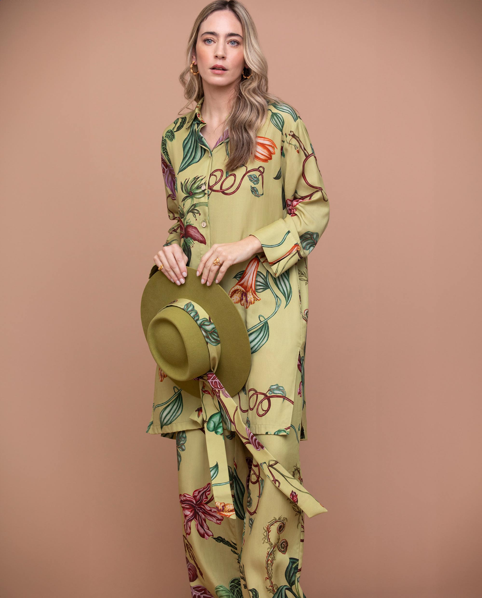 Calças retas sem cos estampada Estampado-3