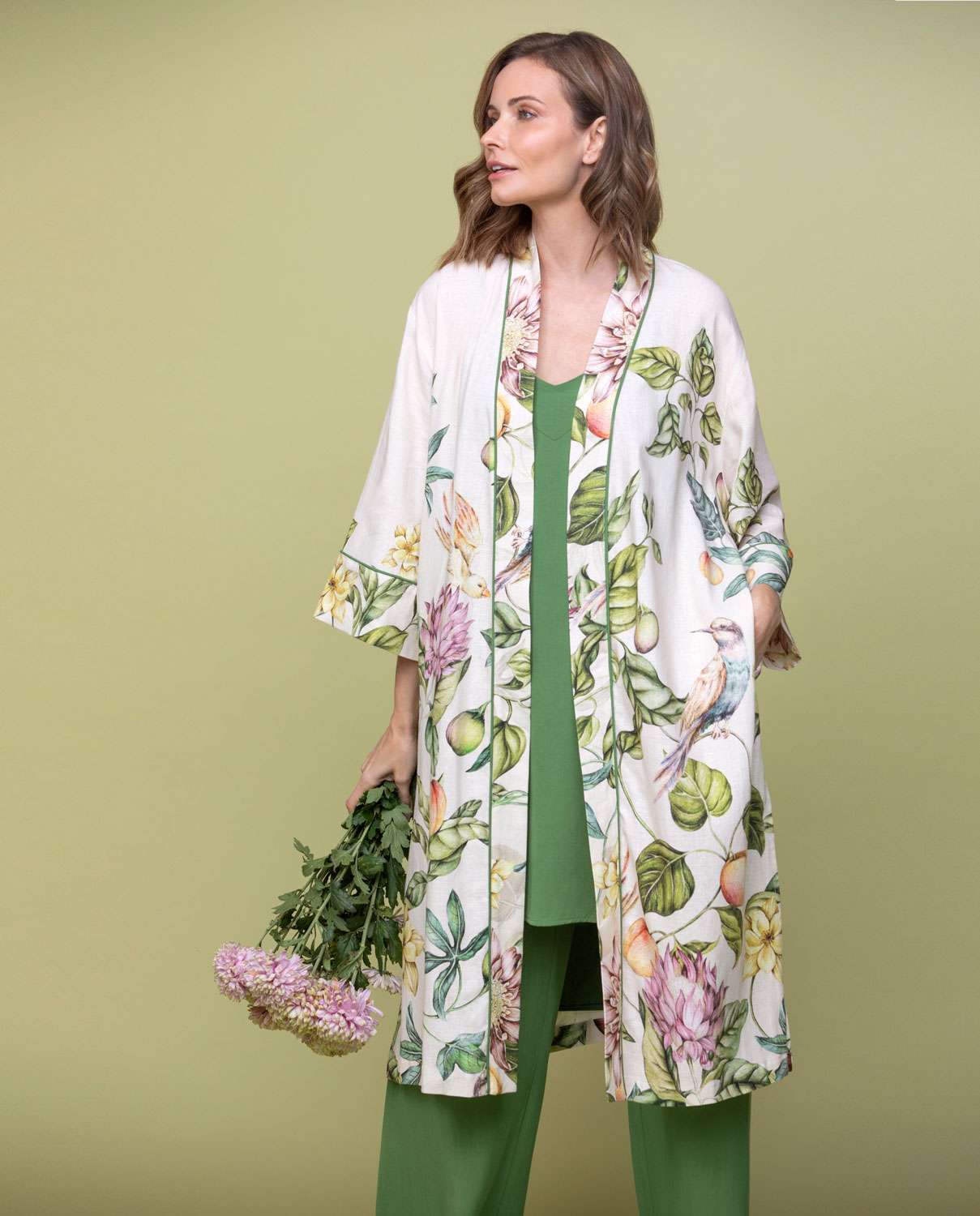 Imagem 0 de Kimono de linho estampado