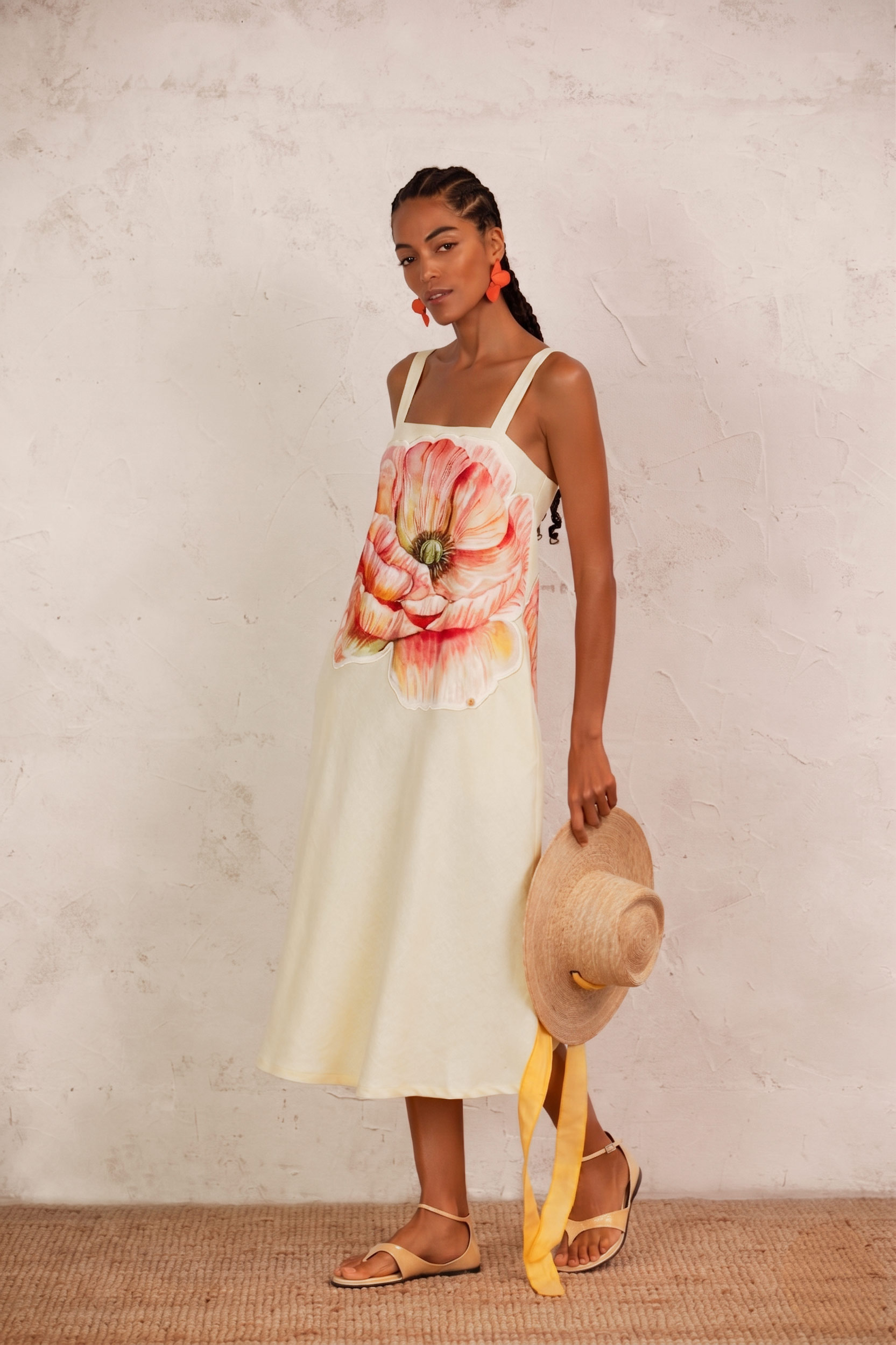Vestido flor creme Cru-2