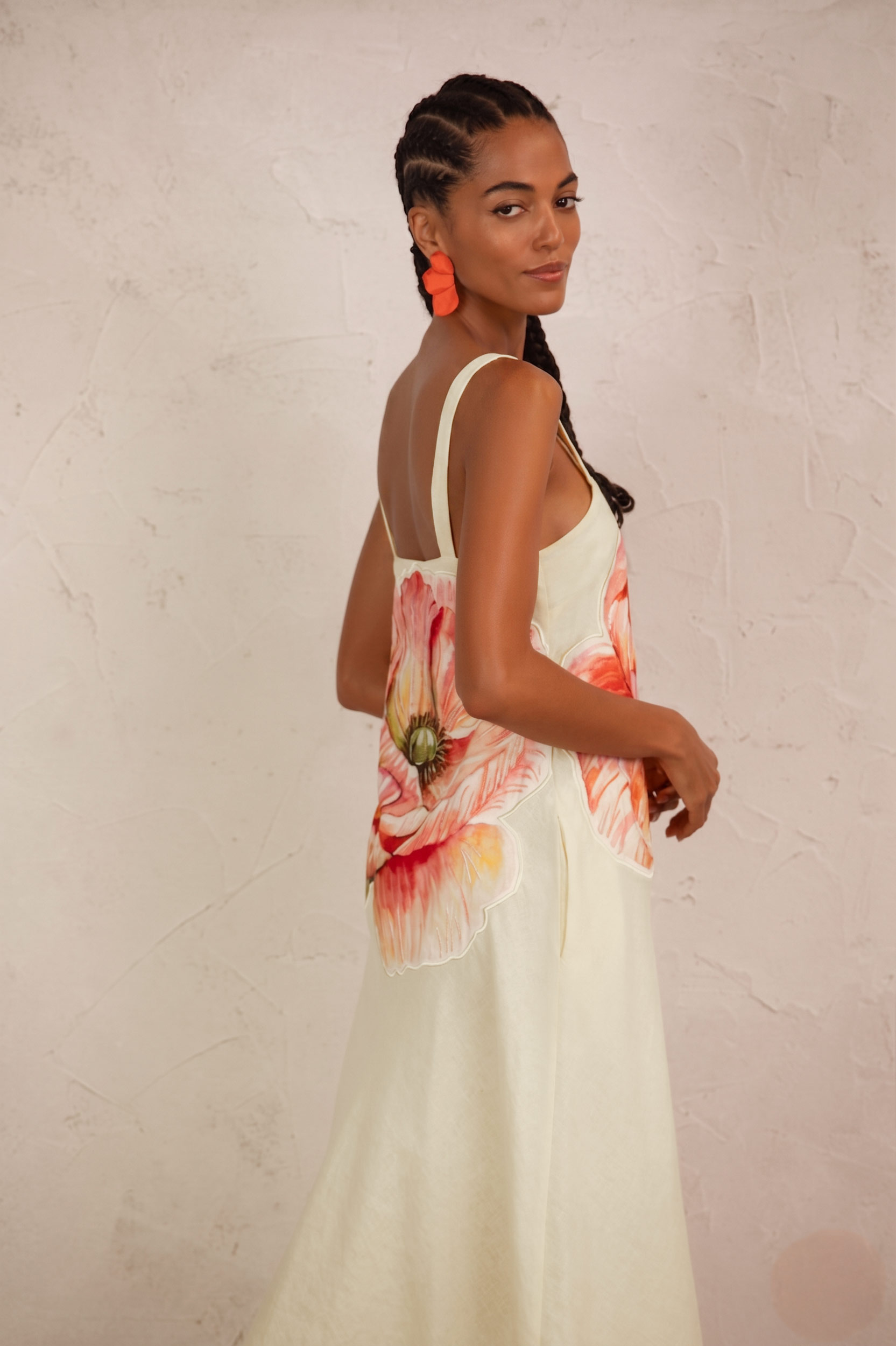 Vestido flor creme Cru-3