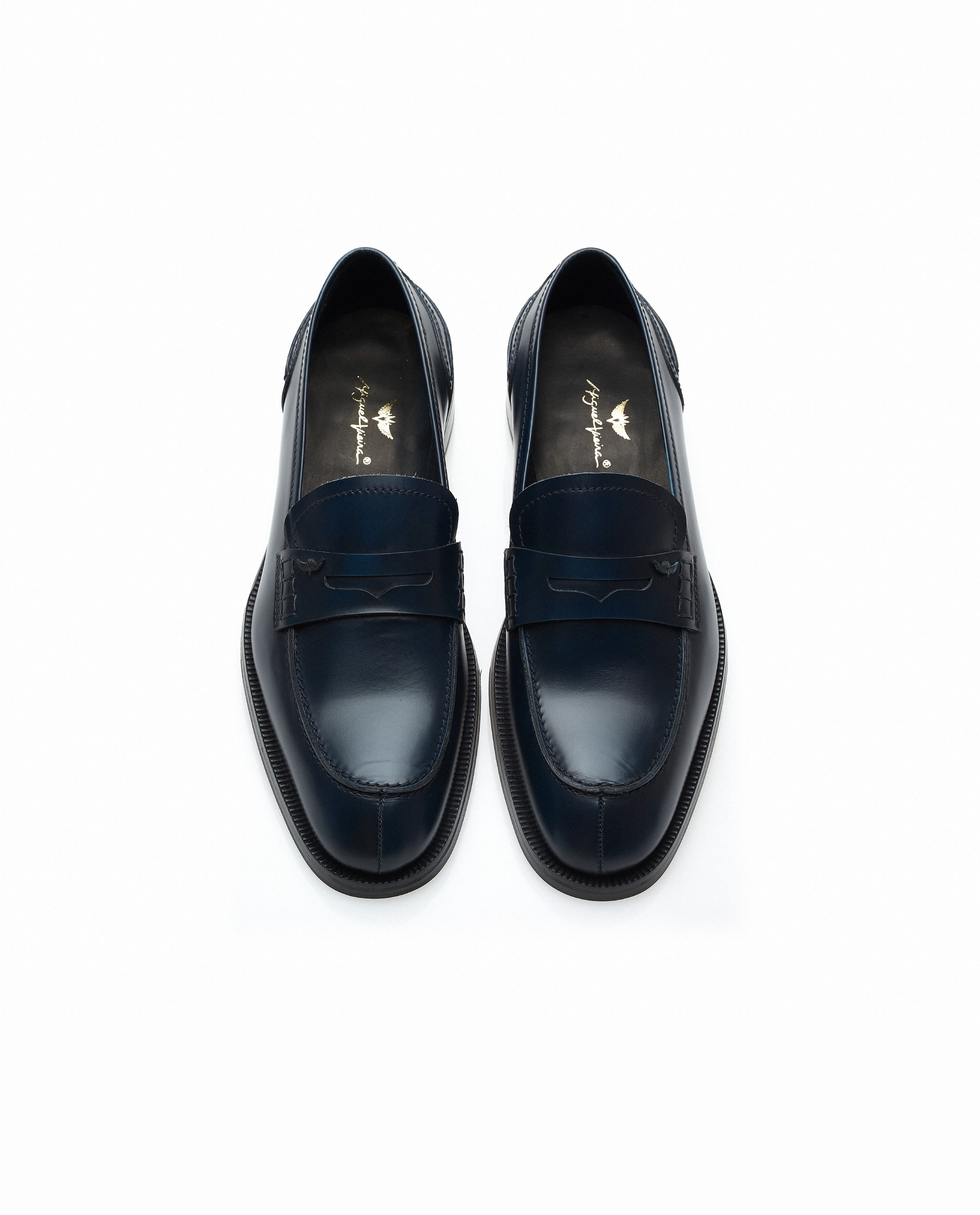 Mocassin Clássico em couro e sola em couro Azul-2