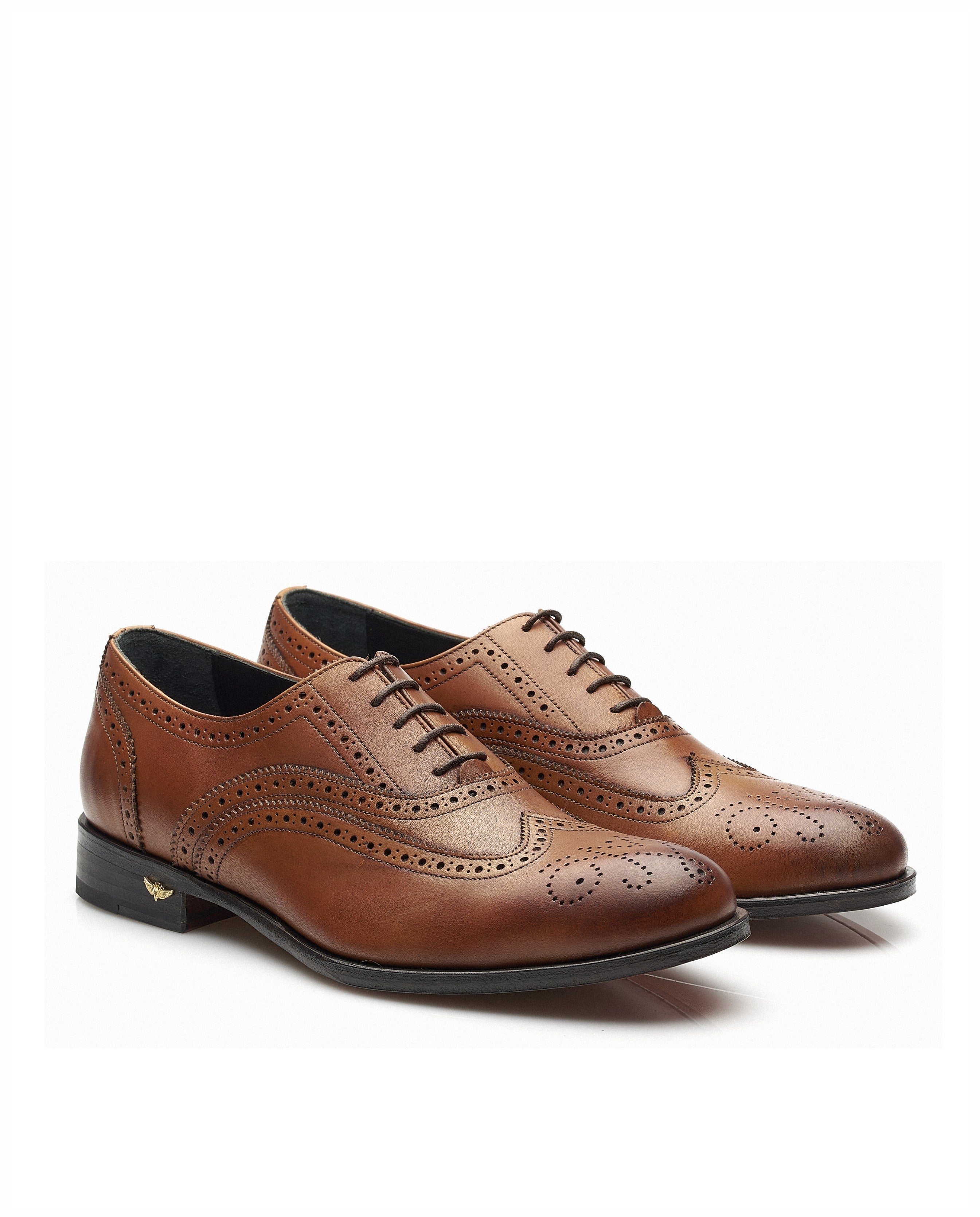 Oxford em pele, com cordões em algodão, forro em pele e detalhes brogue Miguel Vieira Castanho-3