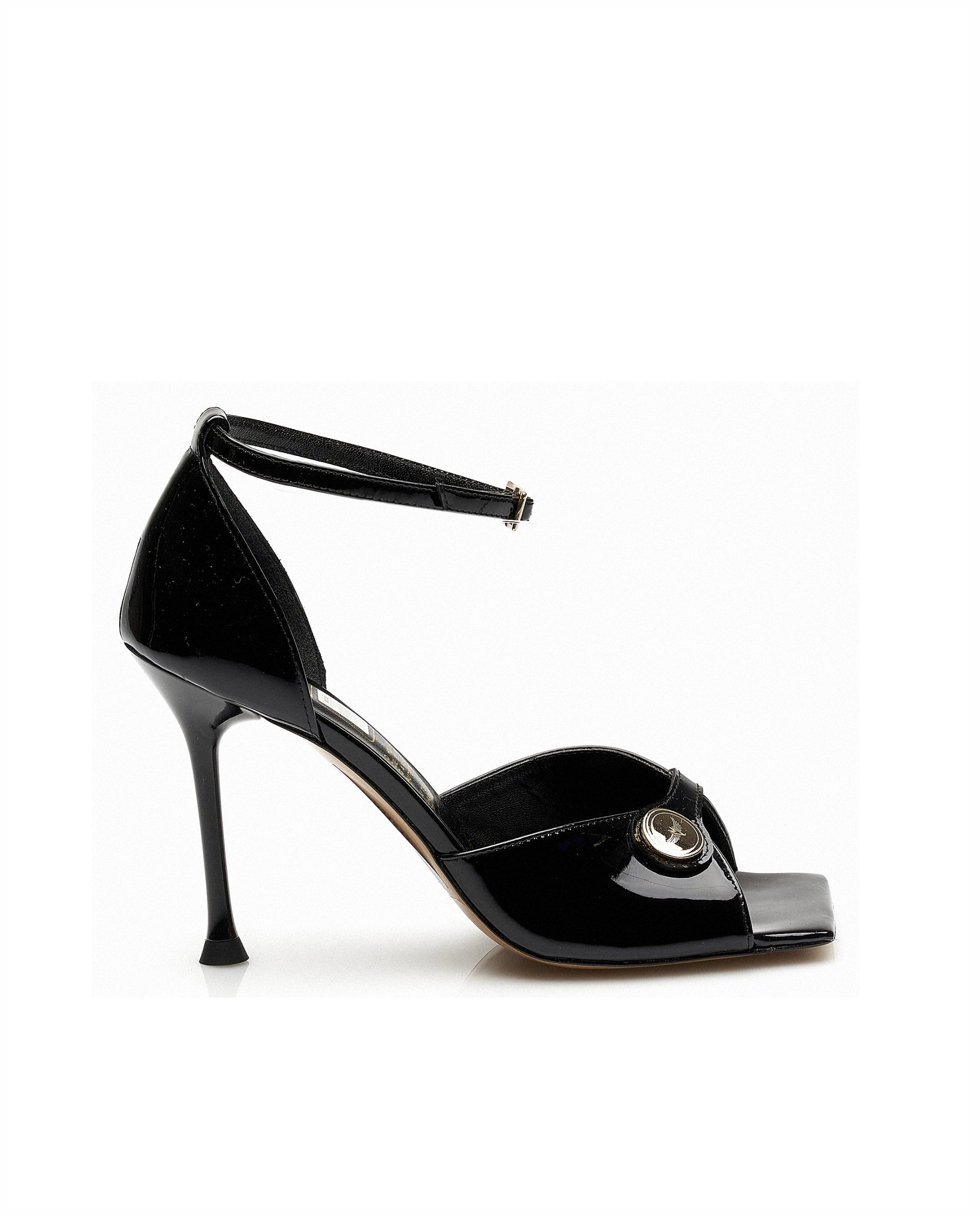 Imagem 0 de Sandália de Salto alto Miguel Vieira, com tira de tornozelo e fivela dourada