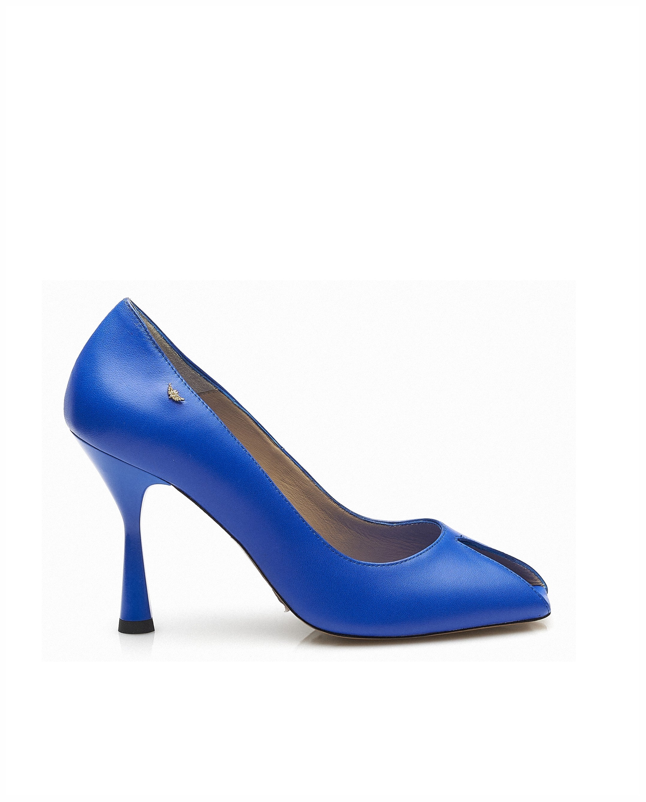 Peep Toe de Salto alto Miguel Vieira, com sola em couro Azul-1