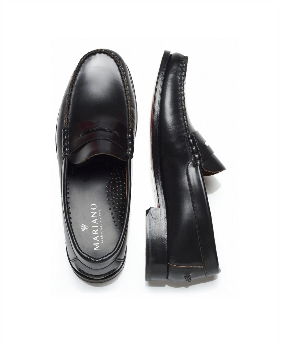 Mocassin clássico em pele polida e sola em couro Preto-2