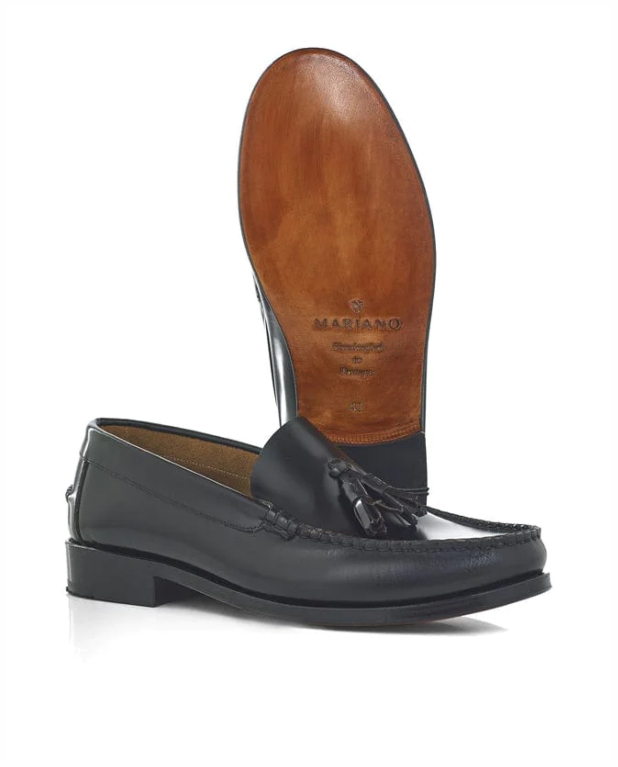 Mocassin clássico em pele polida, com berloques e sola em couro Preto-3