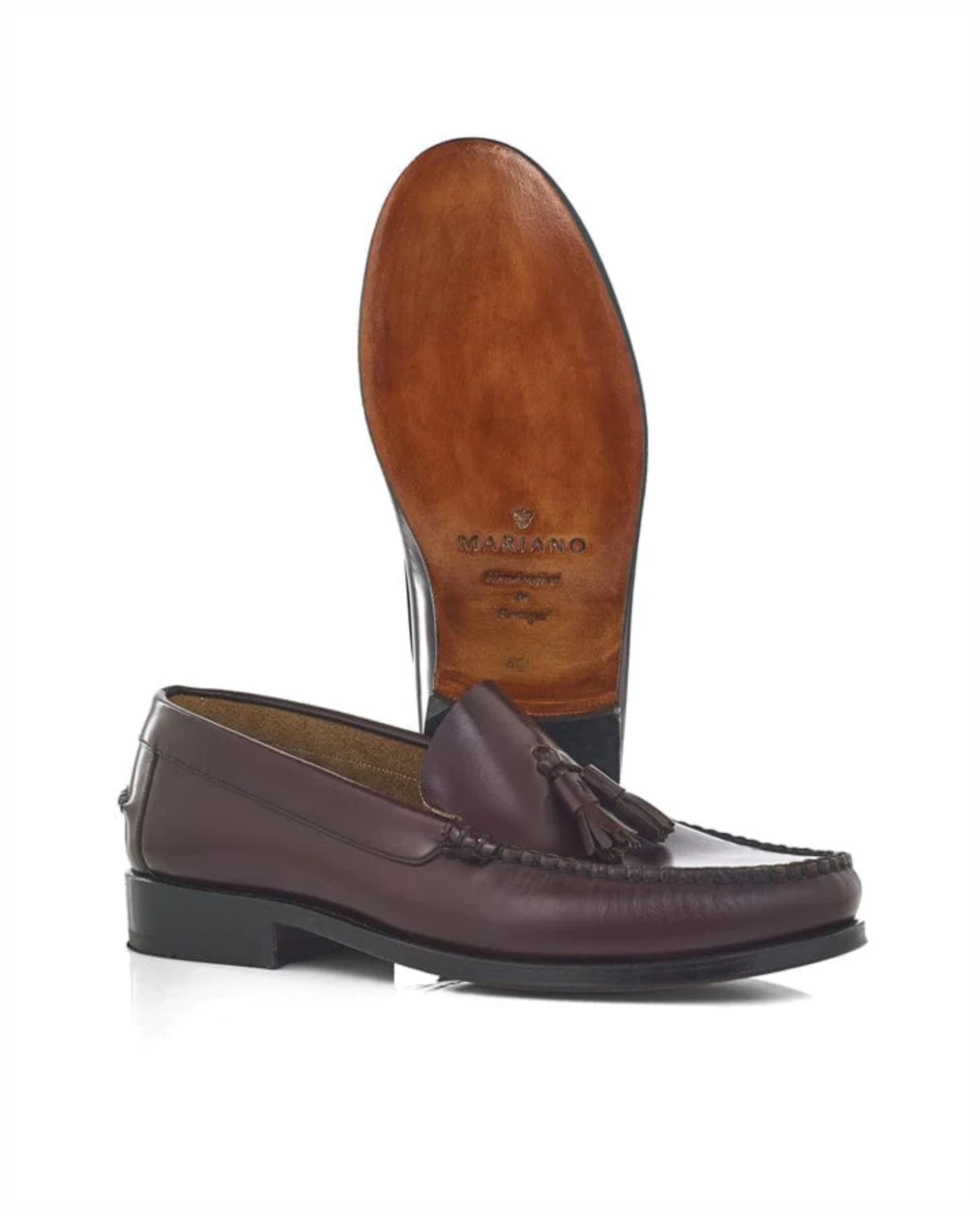 Mocassin clássico em pele polida, com berloques e sola em couro Bordeaux-3